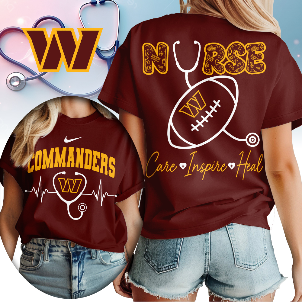 Washington Commanders | Premium NFL Nurse Care Inspire Heal Women Shirt TTH200561 - Image 3