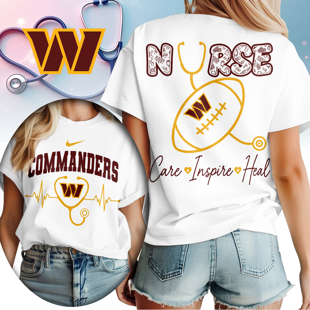 Washington Commanders | Premium NFL Nurse Care Inspire Heal Women Shirt TTH200561 - Image 2