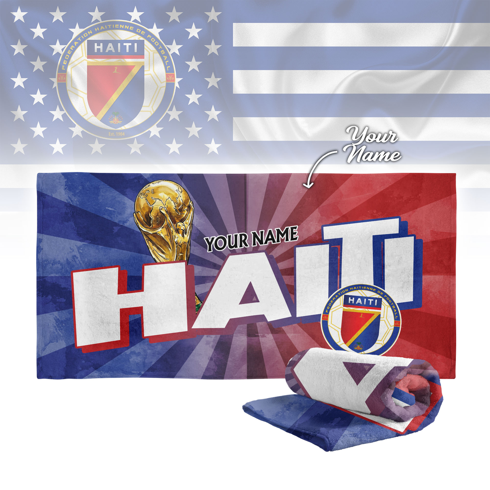 Haiti | Premium World Cup 2026 Land of Champions Beach Towel TTH210512 - Image 2