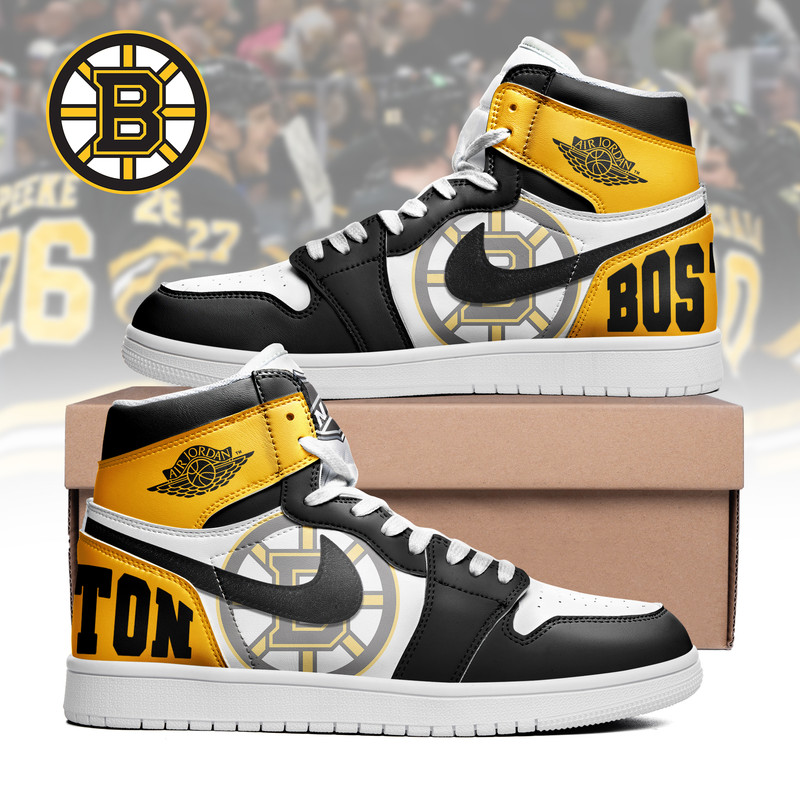 Boston Bruins x Premium NHL Teams Limited Edition Air Jordan 1 High Top Sneakers – Gift for Fans TTH190530 - Image 2