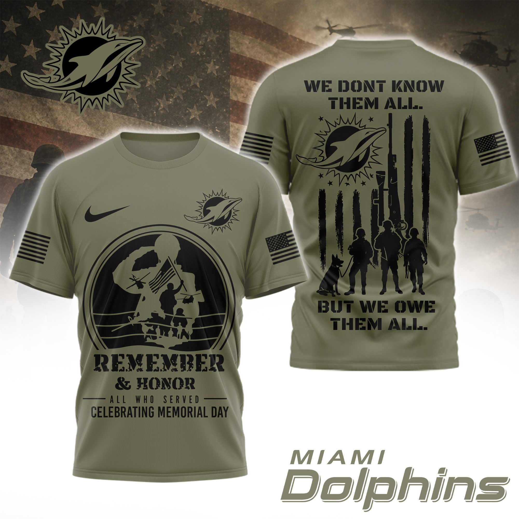 Miami Dolphins | Premium NFL Celebrating Memorial Day 3D Shirt TTH200580 - Image 2