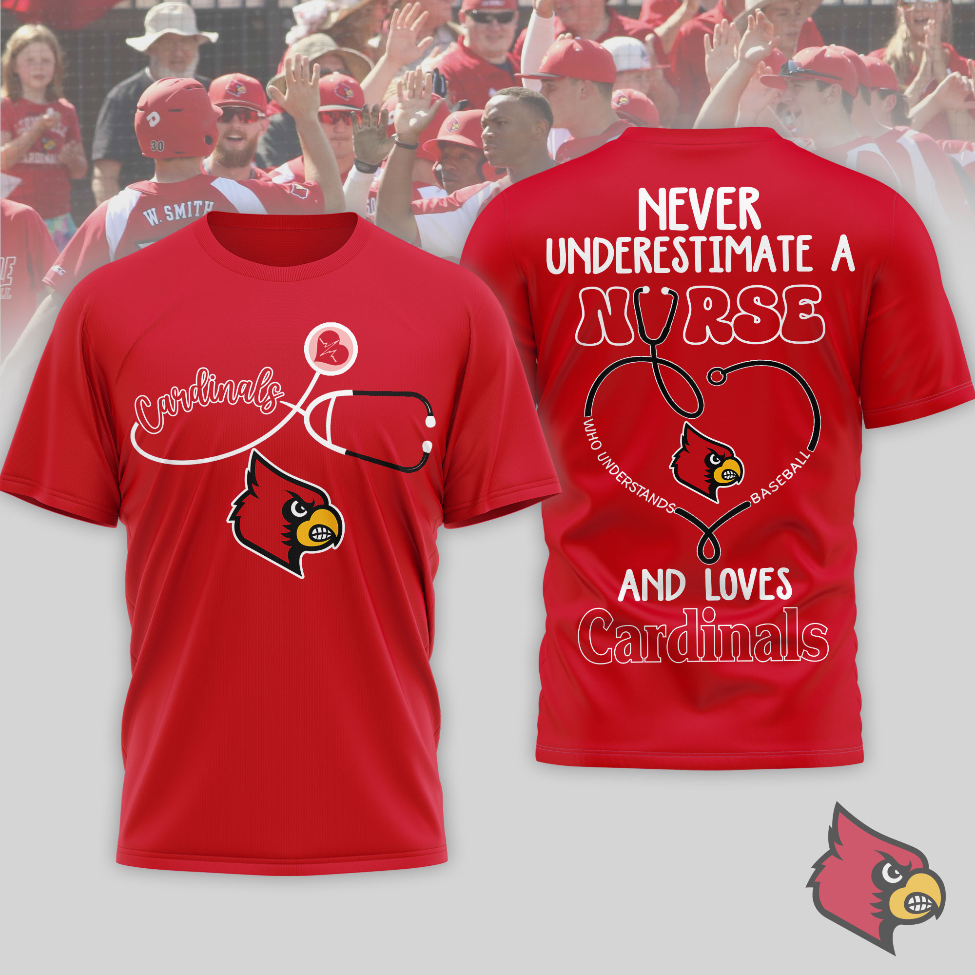 Louisville Cardinals | Premium NCAA Game Day Nurse 3D T-Shirt TTH200556 - Image 3