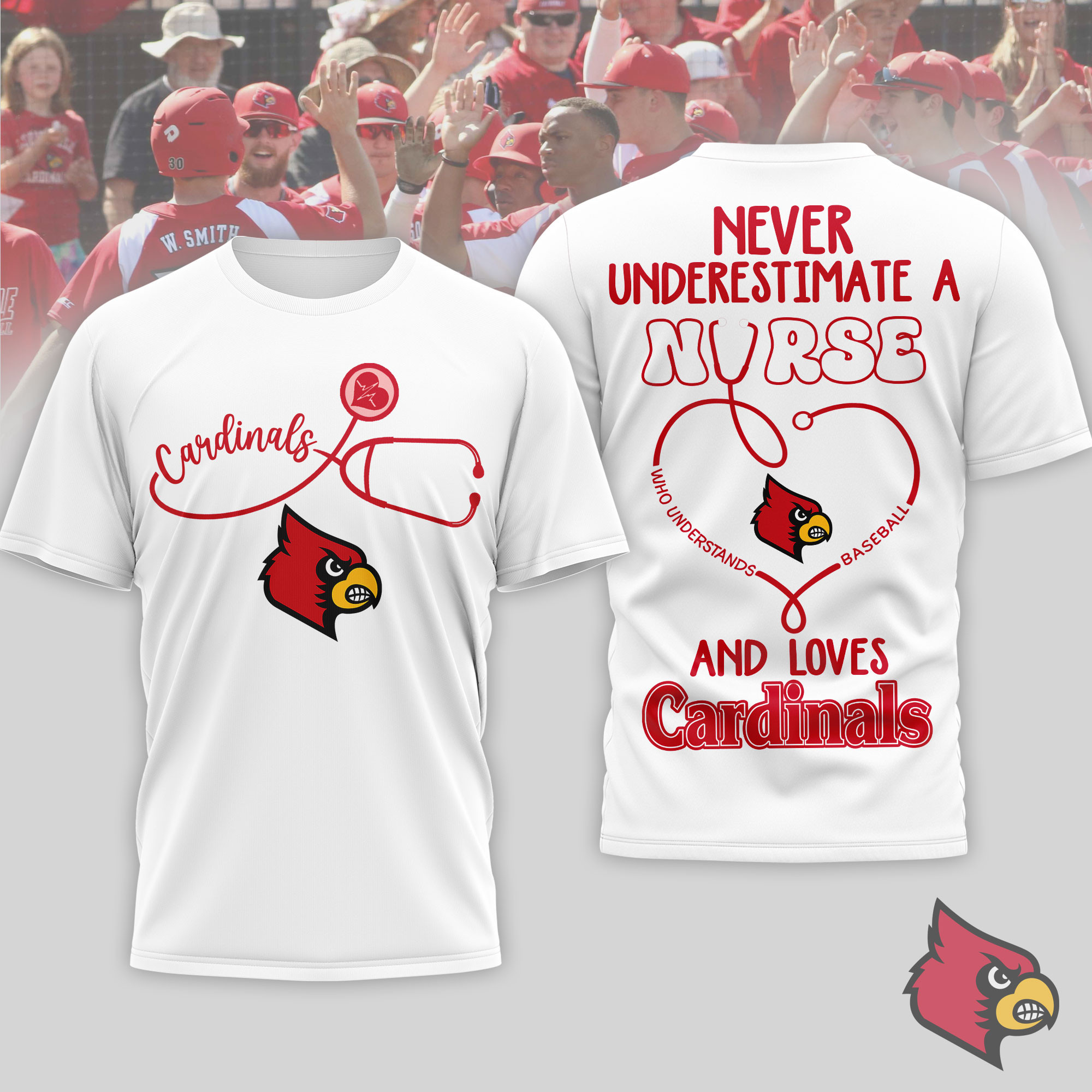 Louisville Cardinals | Premium NCAA Game Day Nurse 3D T-Shirt TTH200556 - Image 2