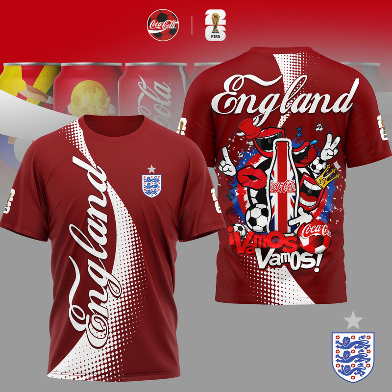 England | Premium World Cup 2026 Coca Cola Classic 3D Shirt TTH210506 - Image 2