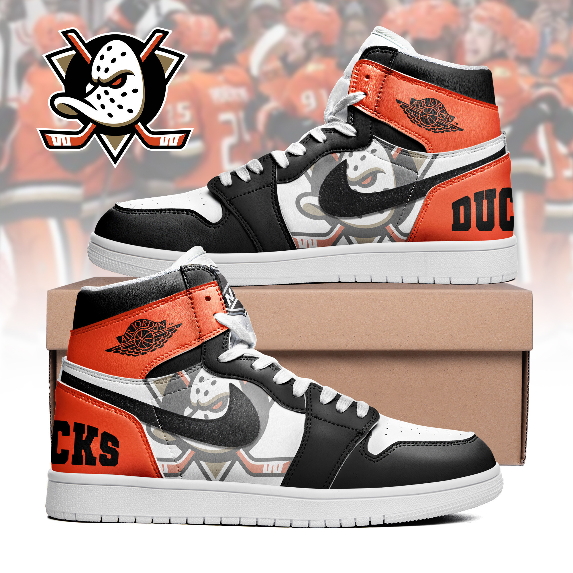 Anaheim Ducks x Premium NHL Teams Limited Edition Air Jordan 1 High Top Sneakers – Gift for Fans TTH190530 - Image 2