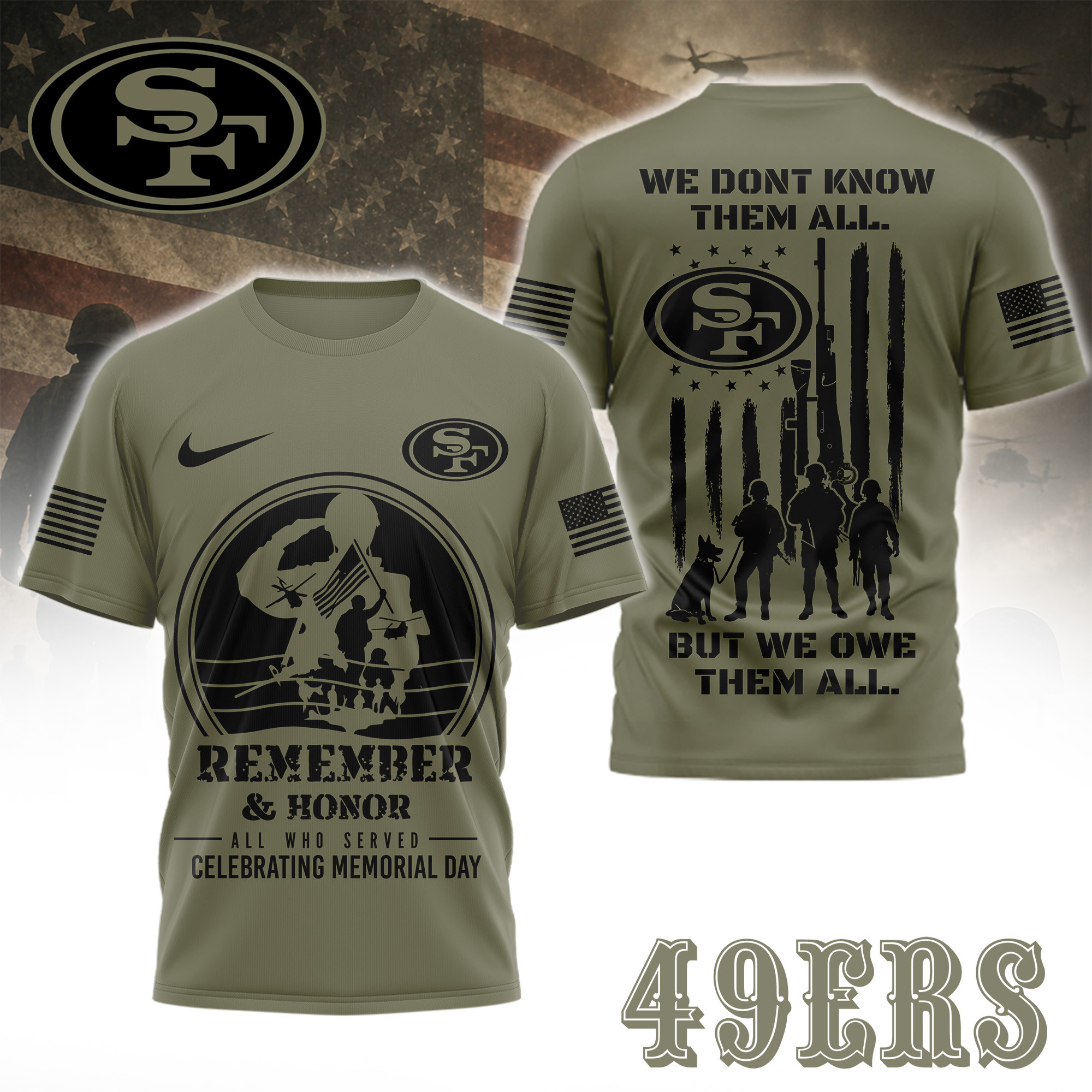 San Francisco 49ers | Premium NFL Celebrating Memorial Day 3D Shirt TTH200580 - Image 2