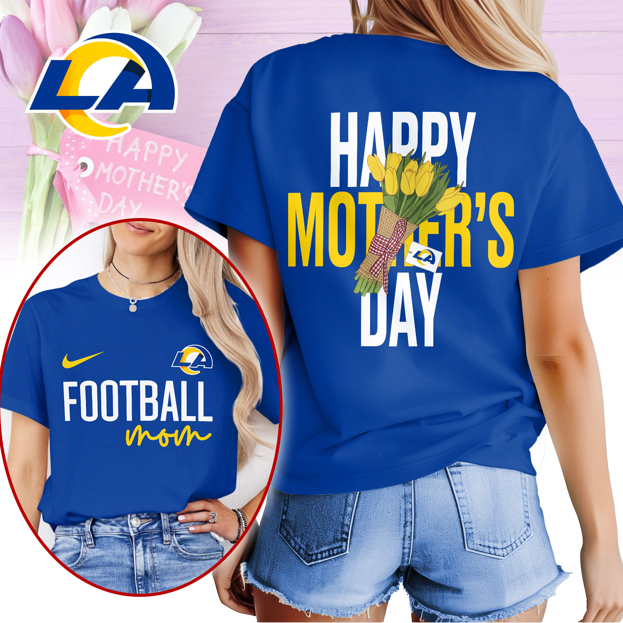 Los Angeles Rams | Premium NFL Happy Mother Day 3D Shirt TTH210521 - Image 2