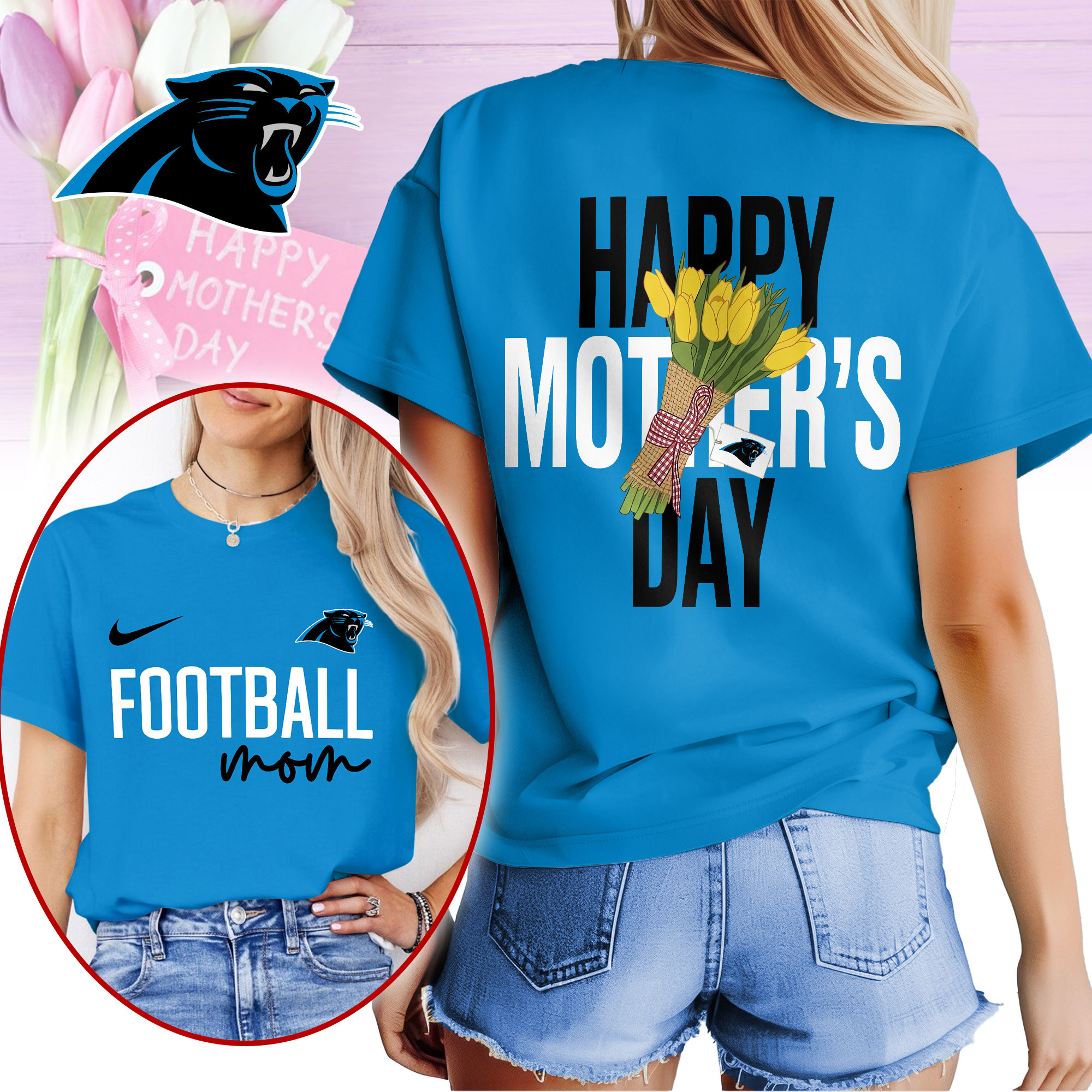 Carolina Panthers | Premium NFL Happy Mother Day 3D Shirt TTH210521 - Image 2