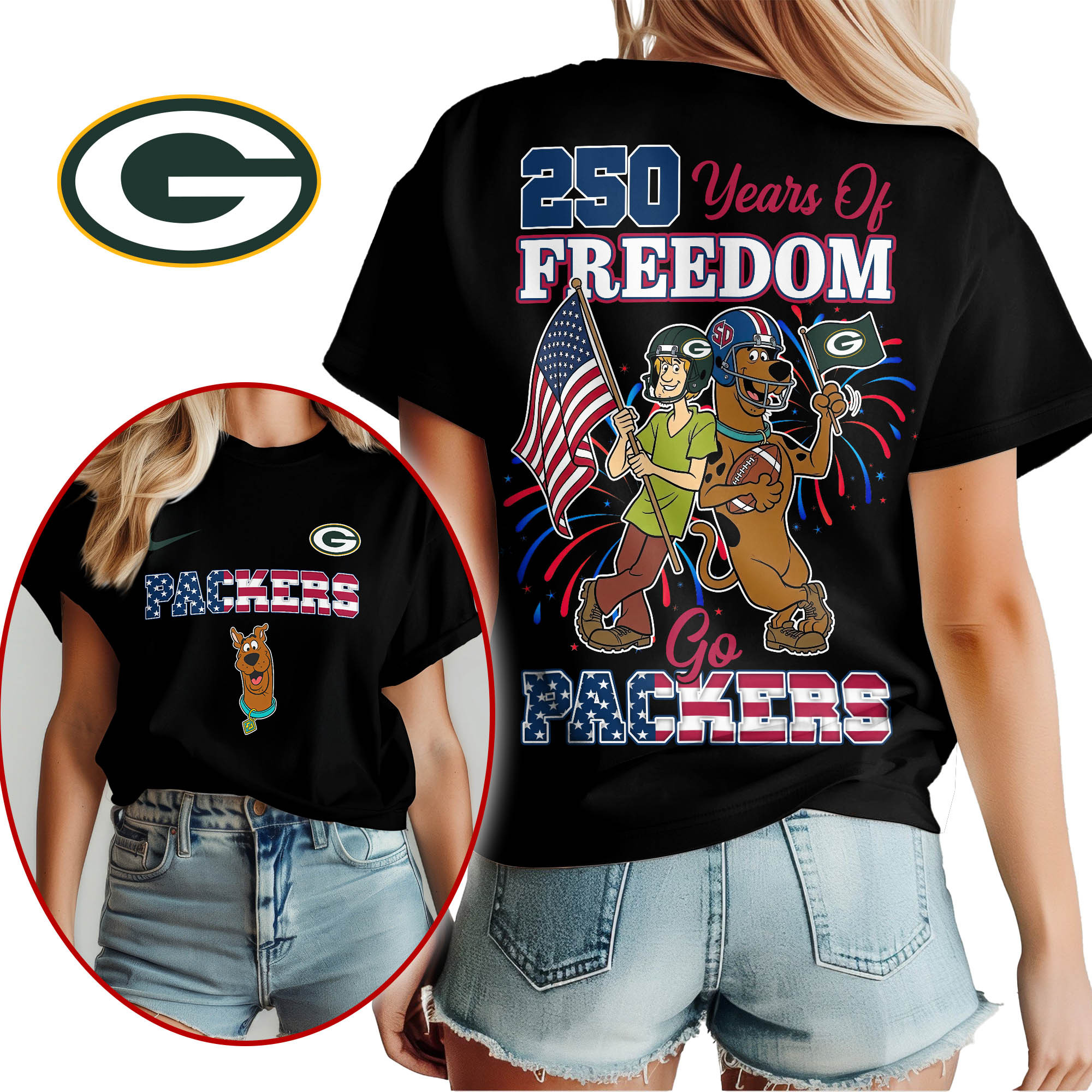 Green Bay Packers | Premium NFL Scooby Doo Celebrates 250th Anniversary 3D Shirt TTH210525