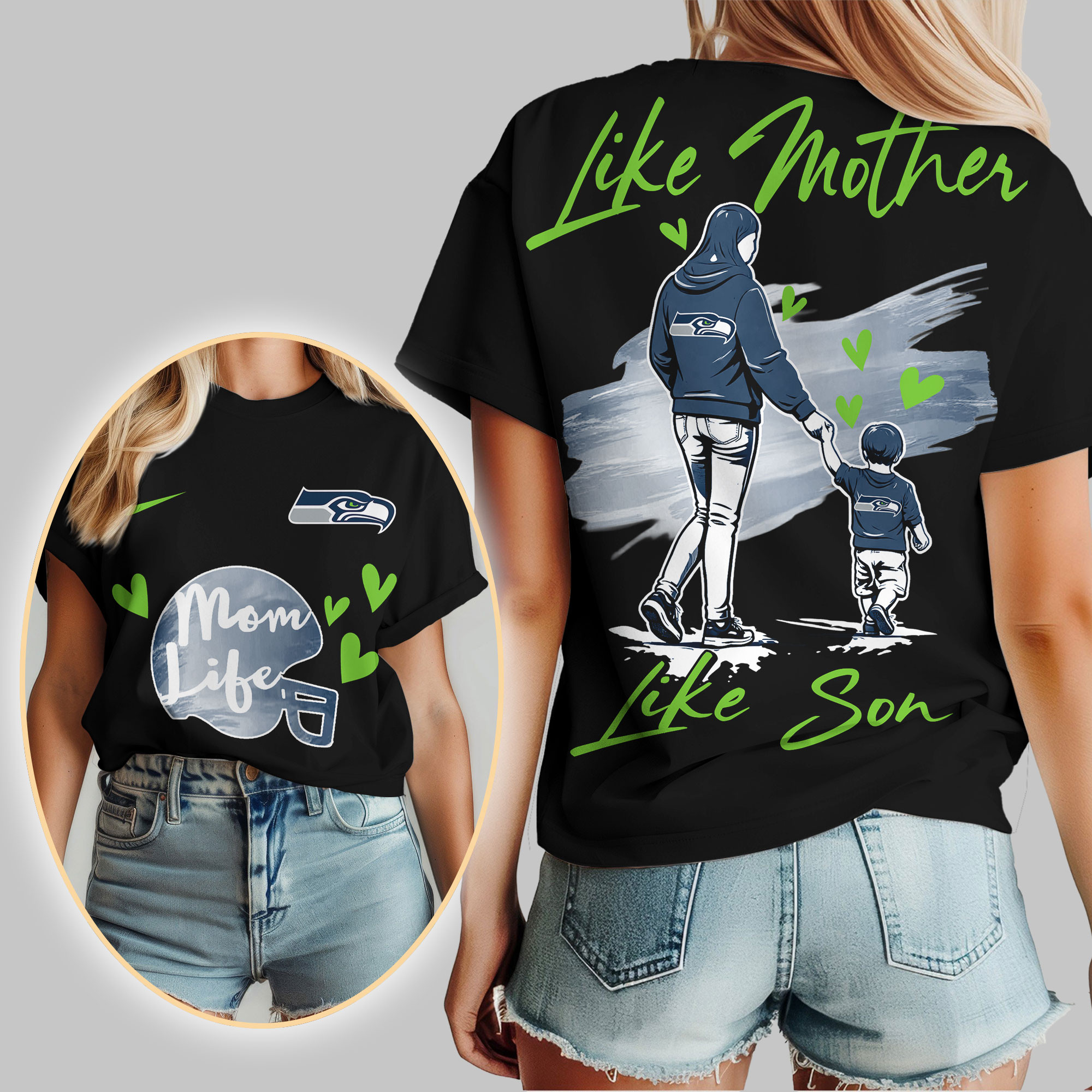 Seattle Seahawks | Premium NFL Like Mother Like Son 3D Shirt TTH210520 - Image 2