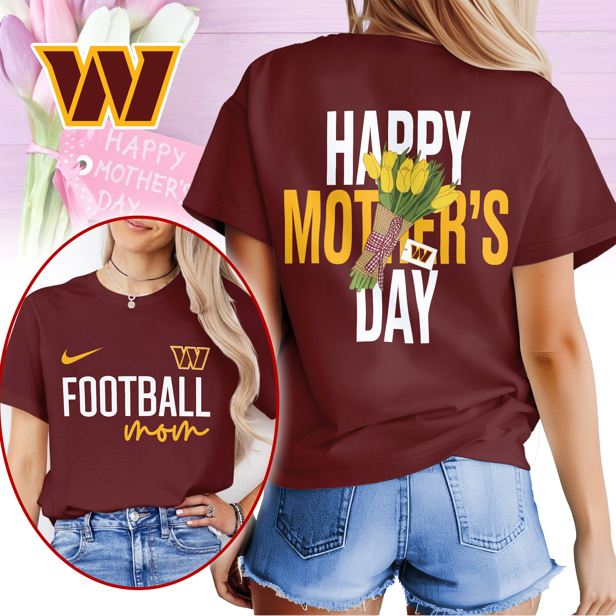 Washington Commanders | Premium NFL Happy Mother Day 3D Shirt TTH210521 - Image 2