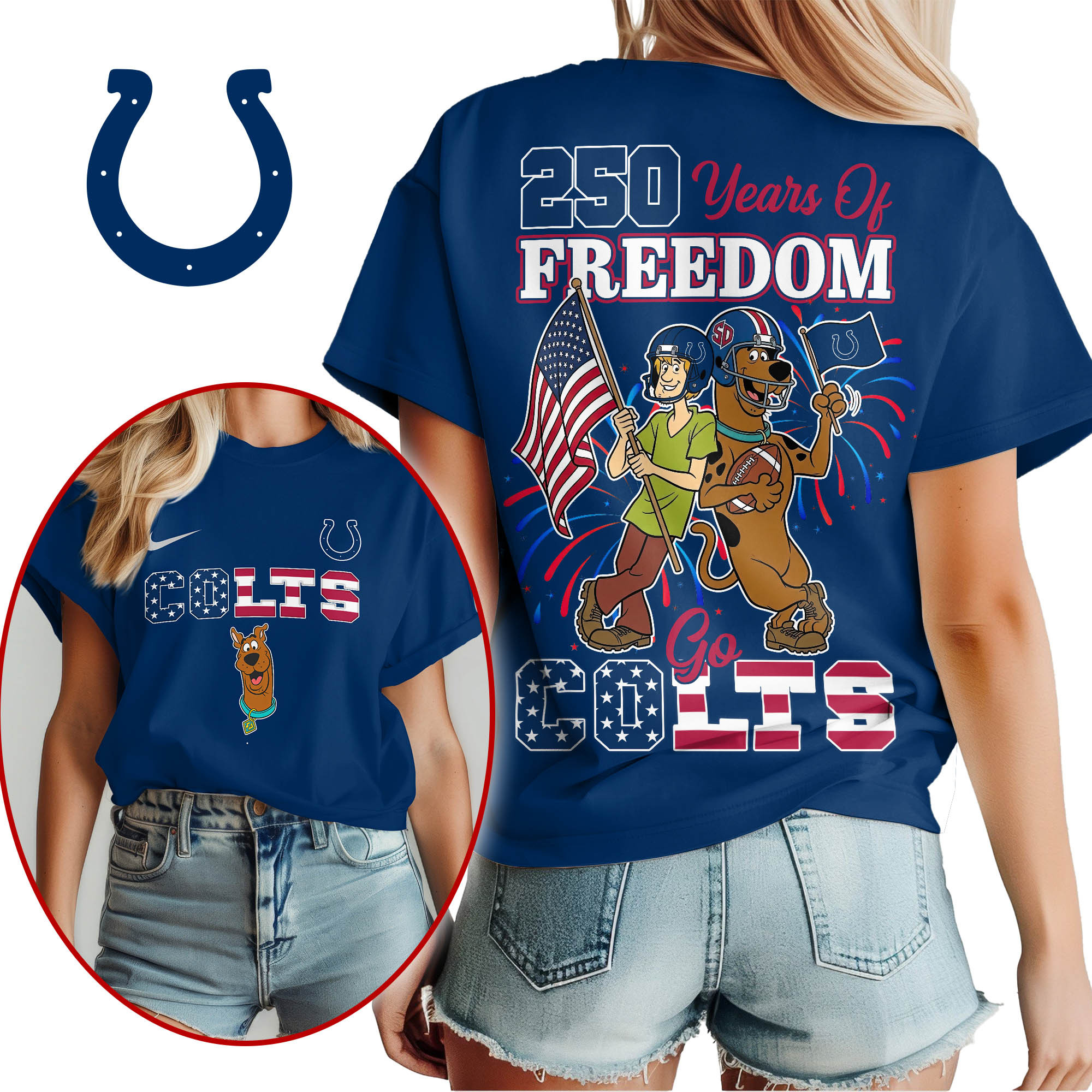 Indianapolis Colts | Premium NFL Scooby Doo Celebrates 250th Anniversary 3D Shirt TTH210525 - Image 2