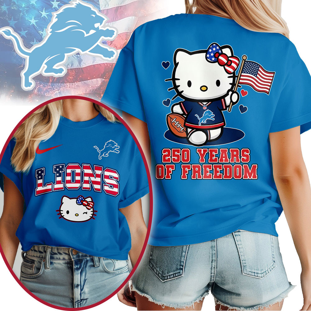 Detroit Lions | Premium NFL Hello Kitty Celebrates 250th Anniversary Women Shirt TTH210527 - Image 2