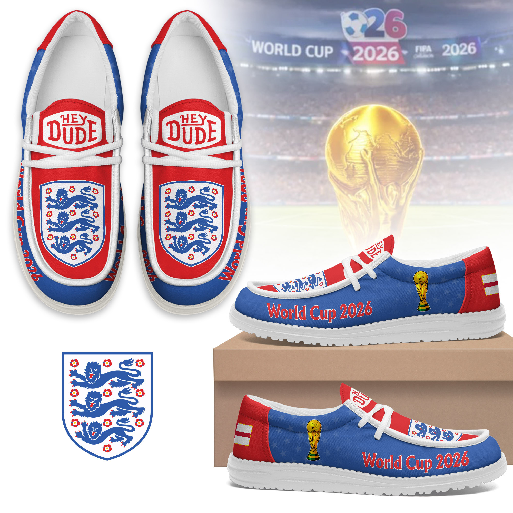 England x Premium Freedom Kick World Cup 2026 Loafer Shoes – Limited Edition TTH190524 - Image 2