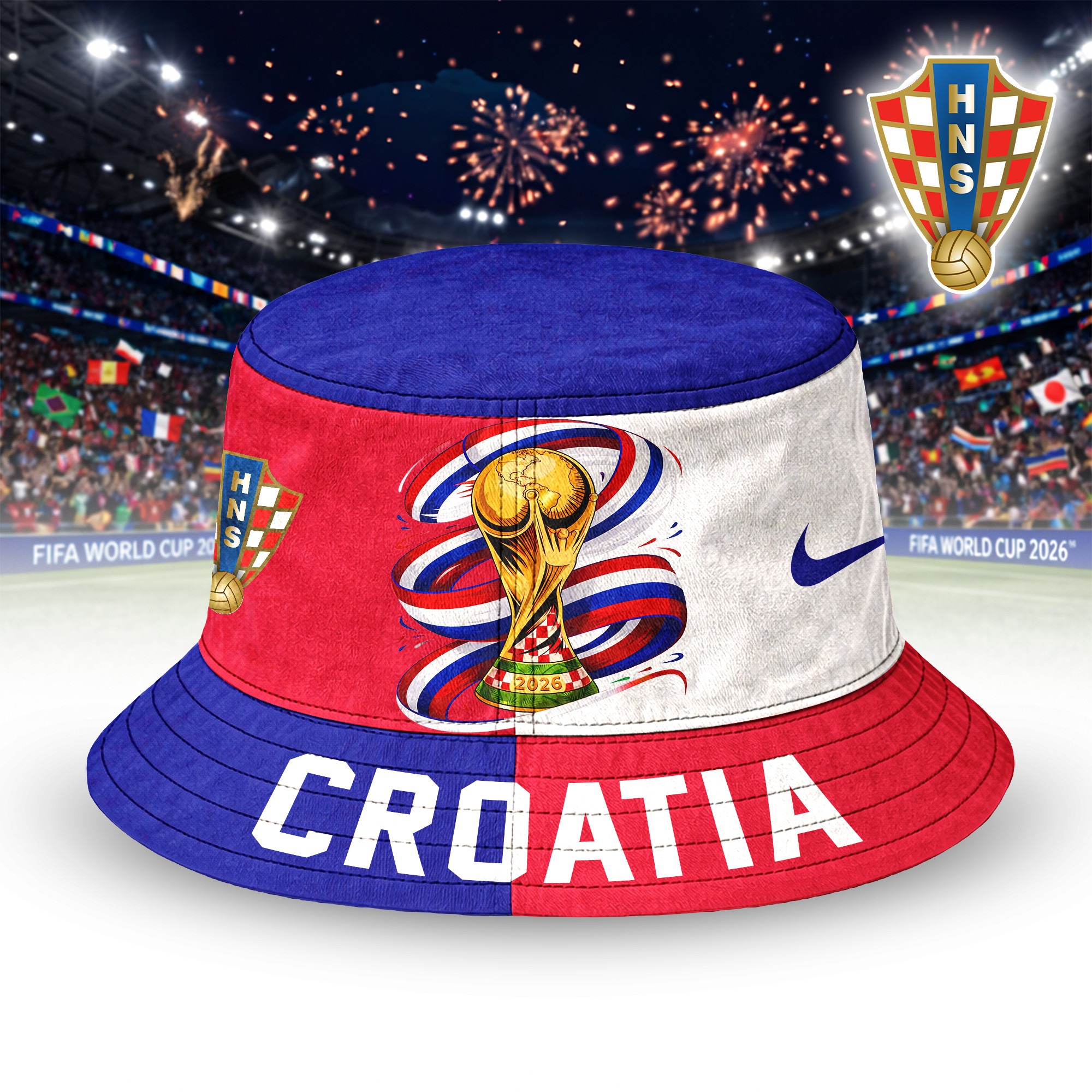 Croatia | Premium World Cup 2026 Golden Trophy Bucket Hat TTH210524 - Image 2