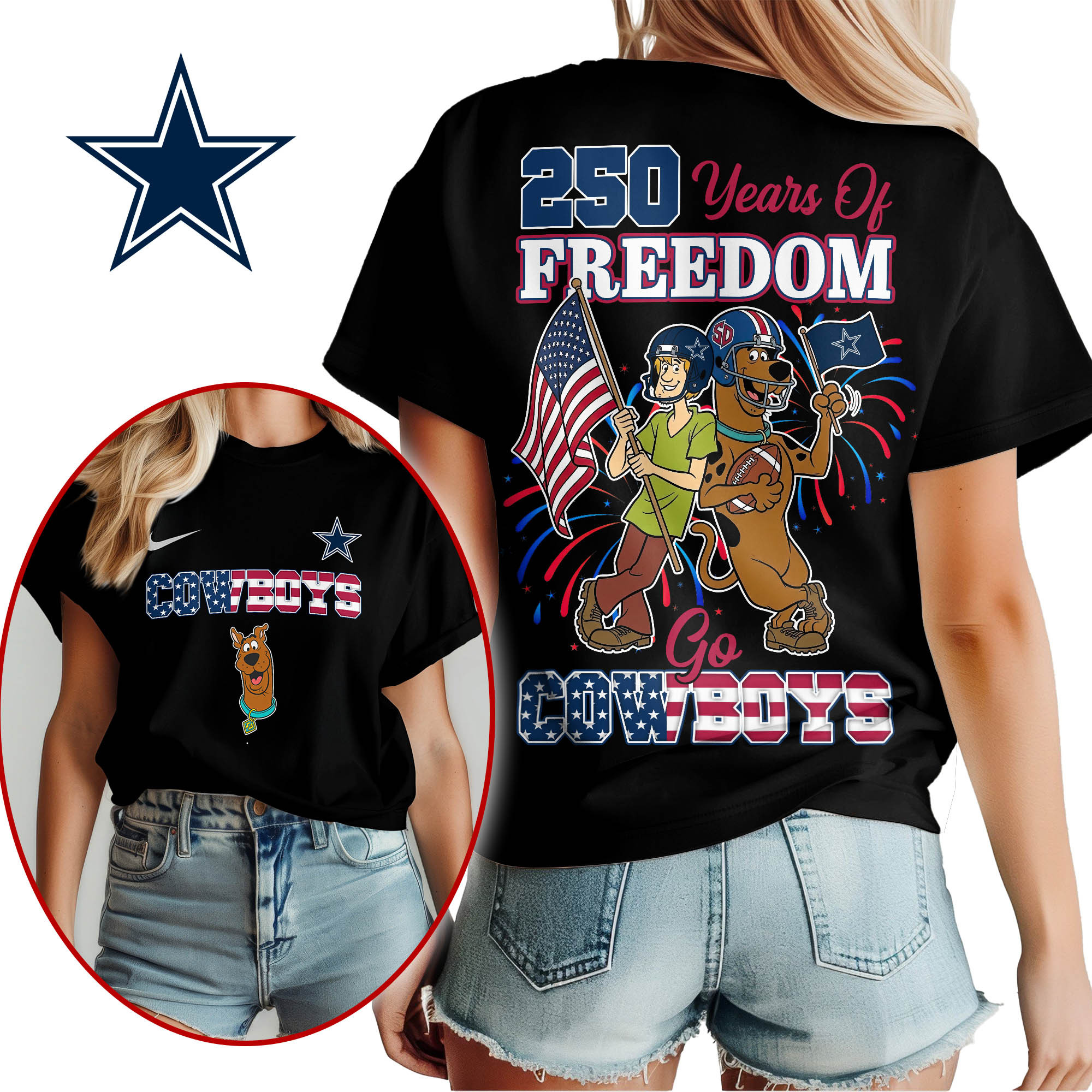 Dallas Cowboys | Premium NFL Scooby Doo Celebrates 250th Anniversary 3D Shirt TTH210525