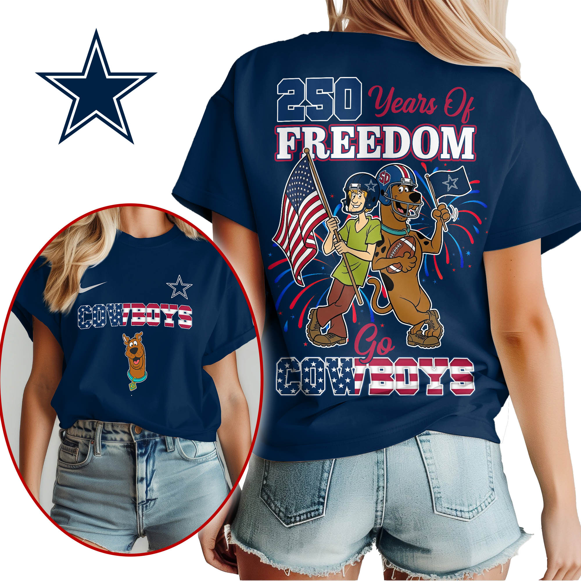 Dallas Cowboys | Premium NFL Scooby Doo Celebrates 250th Anniversary 3D Shirt TTH210525 - Image 2