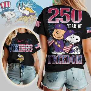 Minnesota Vikings | Premium NFL Peanuts 250 Years Of Freedom 3D Shirt TTH210529