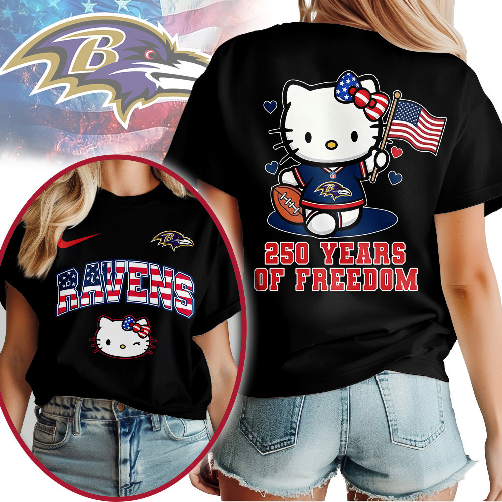 Baltimore Ravens | Premium NFL Hello Kitty Celebrates 250th Anniversary Women Shirt TTH210527
