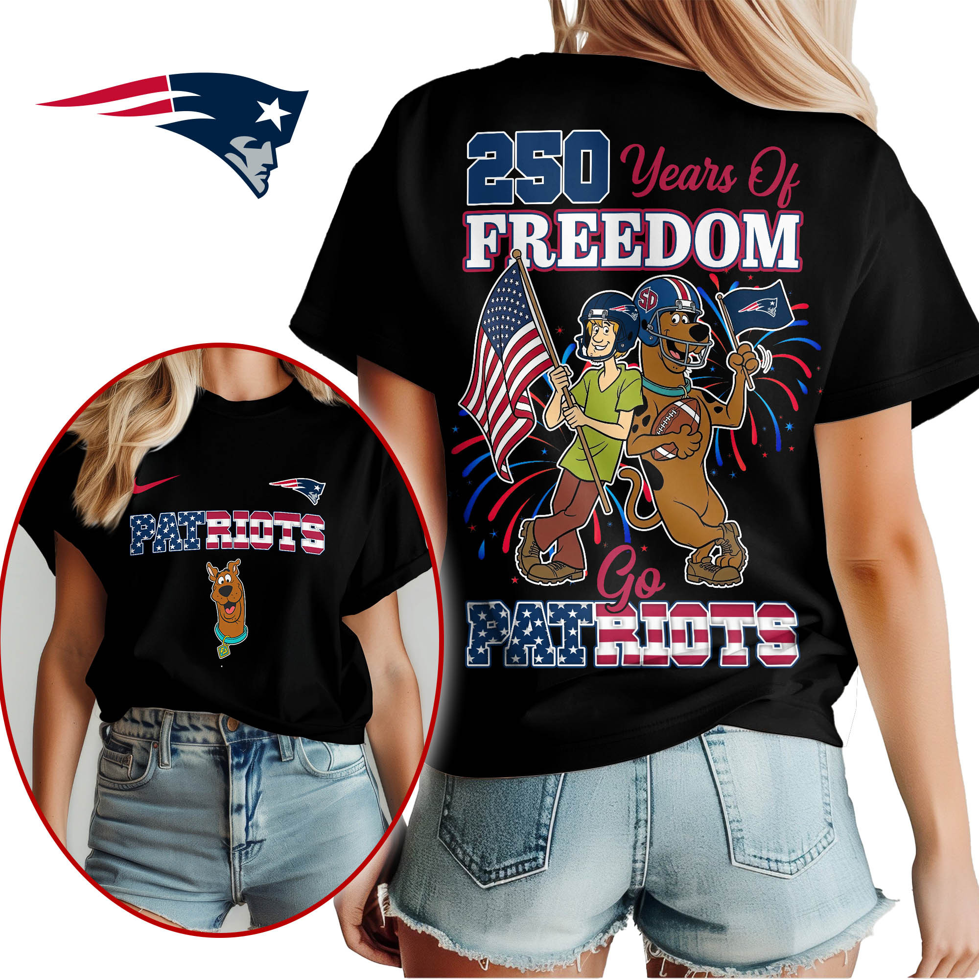 New England Patriots | Premium NFL Scooby Doo Celebrates 250th Anniversary 3D Shirt TTH210525
