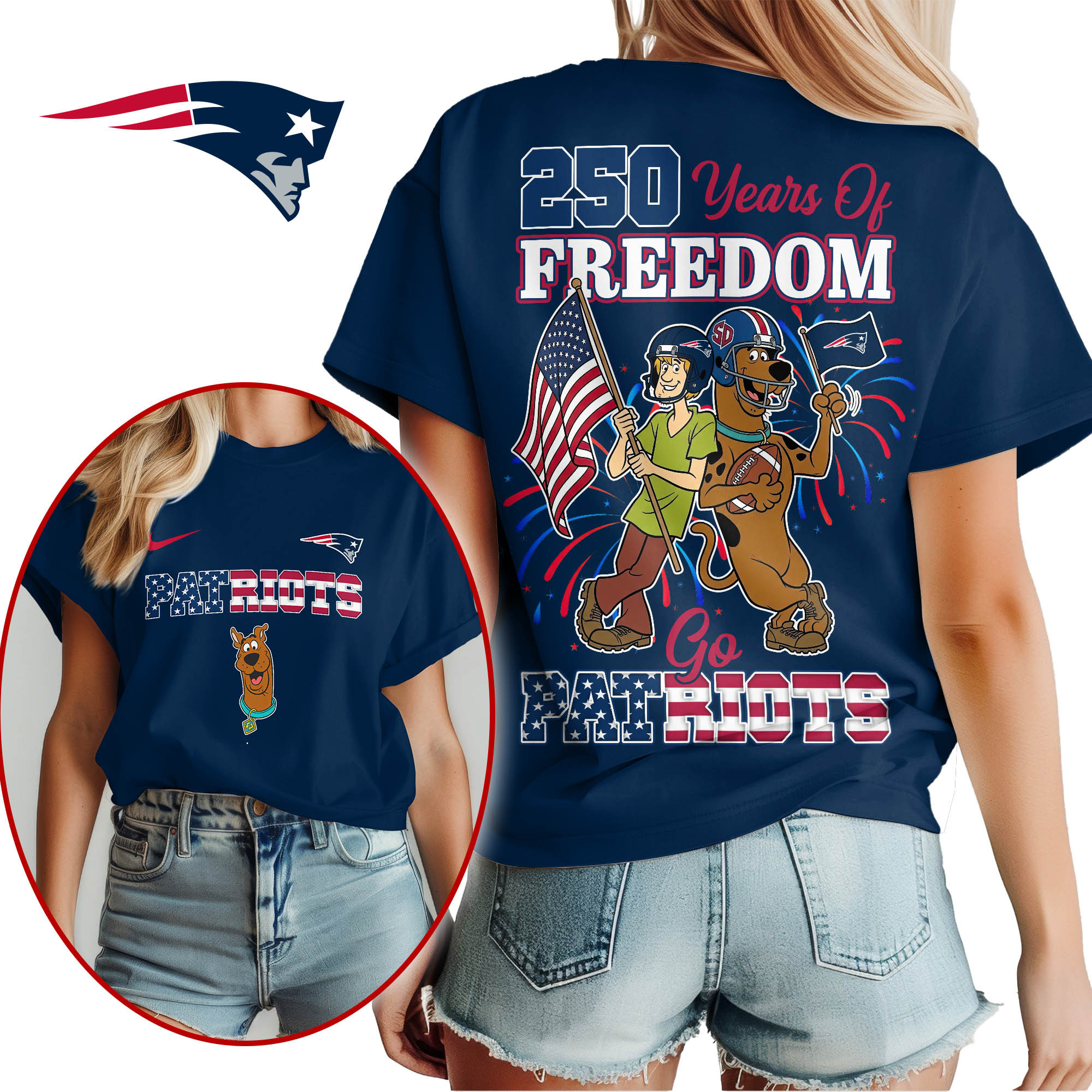 New England Patriots | Premium NFL Scooby Doo Celebrates 250th Anniversary 3D Shirt TTH210525 - Image 2