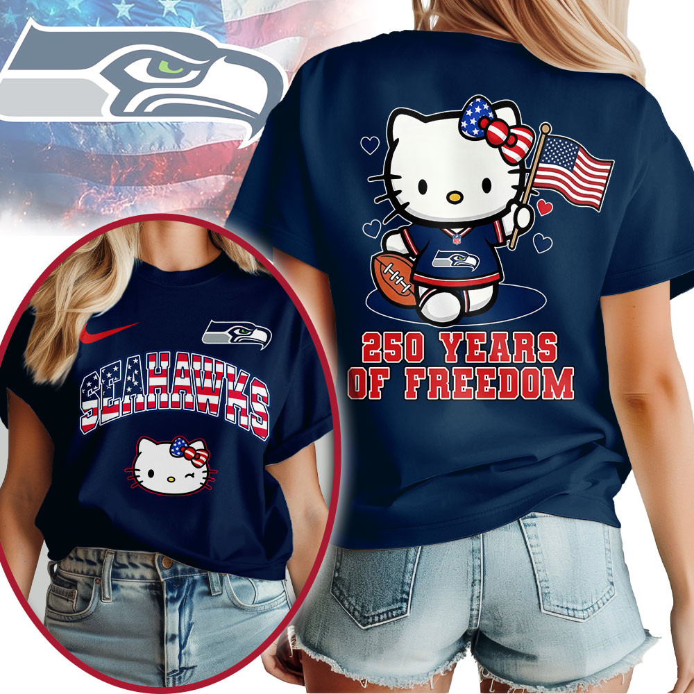 Seattle Seahawks | Premium NFL Hello Kitty Celebrates 250th Anniversary Women Shirt TTH210527 - Image 2