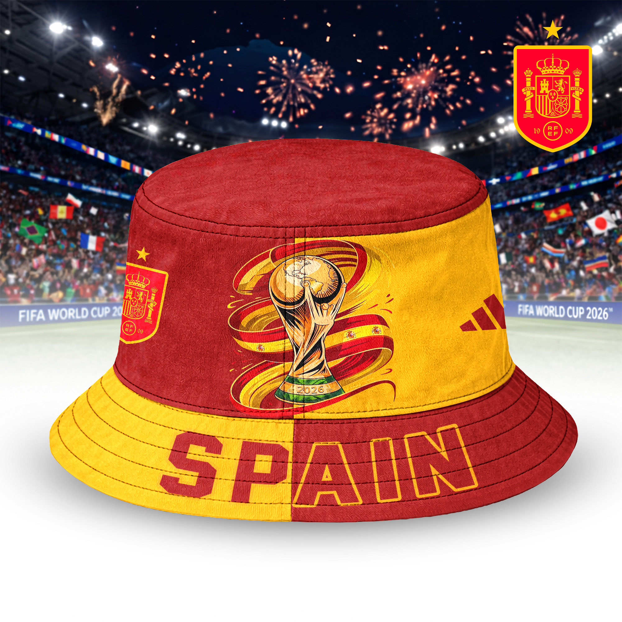 Spain | Premium World Cup 2026 Golden Trophy Bucket Hat TTH210524 - Image 2