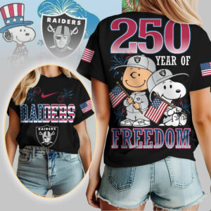 Las Vegas Raiders | Premium NFL Peanuts 250 Years Of Freedom 3D Shirt TTH210529