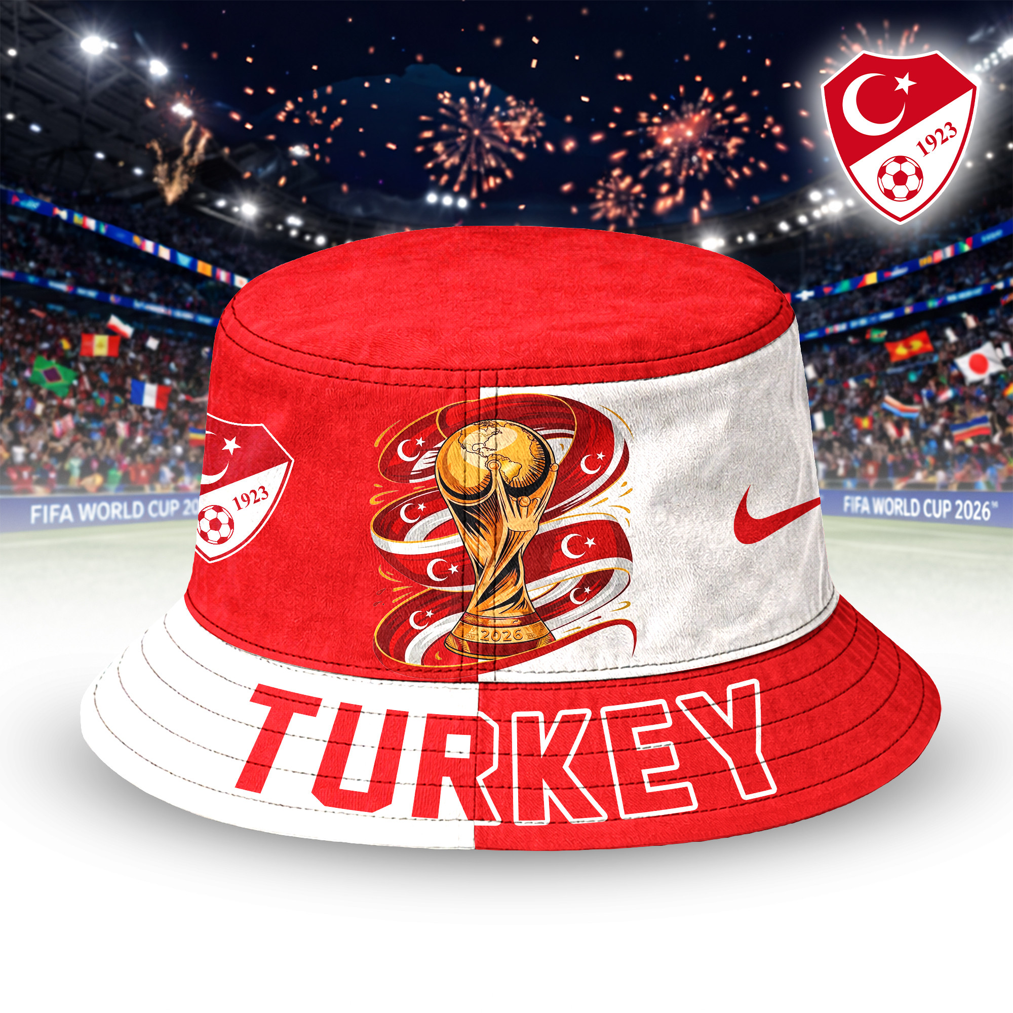 Turkey | Premium World Cup 2026 Golden Trophy Bucket Hat TTH210524 - Image 2