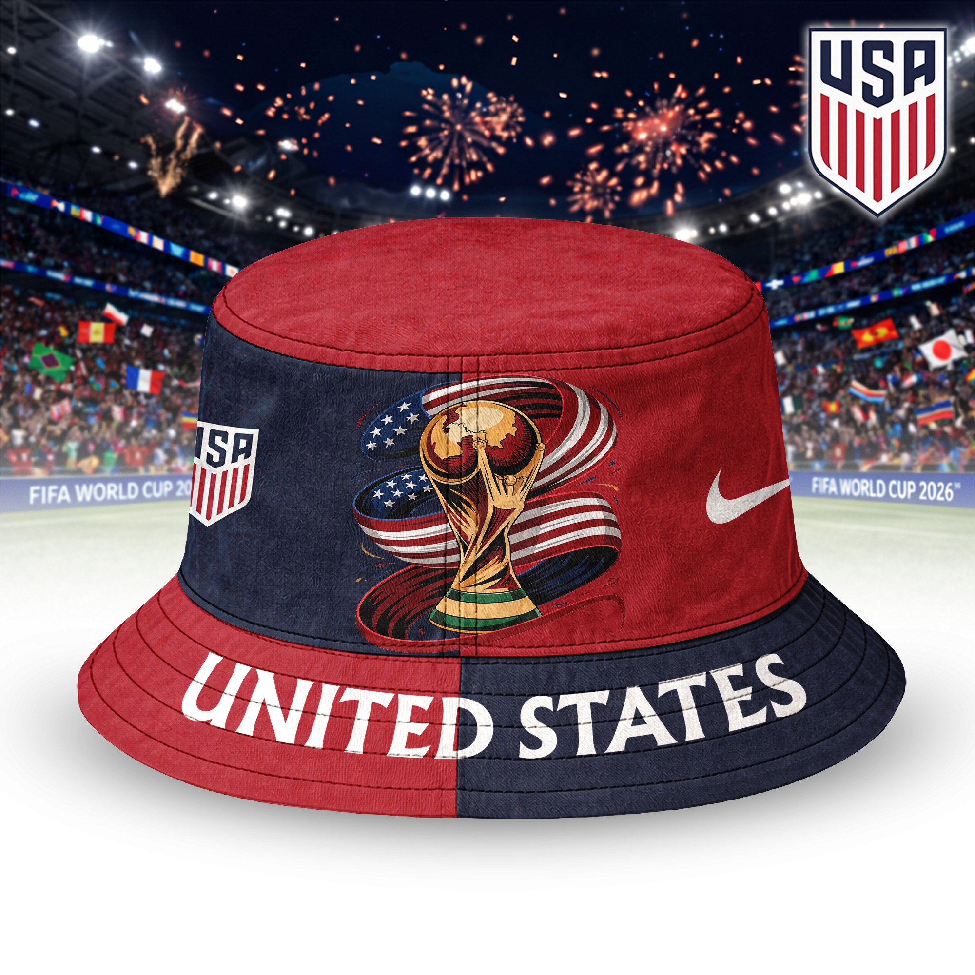 United States | Premium World Cup 2026 Golden Trophy Bucket Hat TTH210524 - Image 2