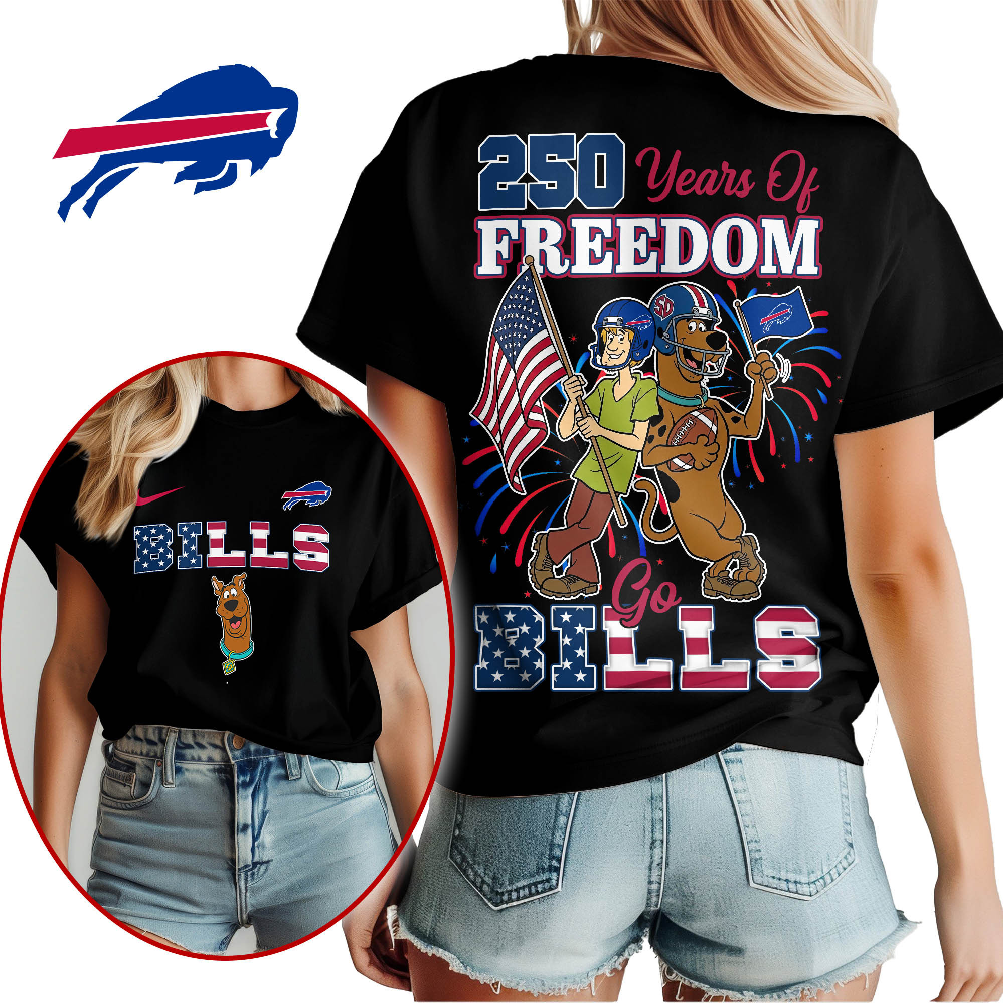 Buffalo Bills | Premium NFL Scooby Doo Celebrates 250th Anniversary 3D Shirt TTH210525