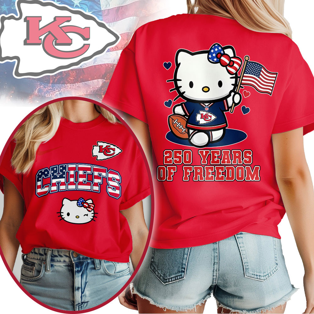Kansas City Chiefs | Premium NFL Hello Kitty Celebrates 250th Anniversary Women Shirt TTH210527 - Image 2