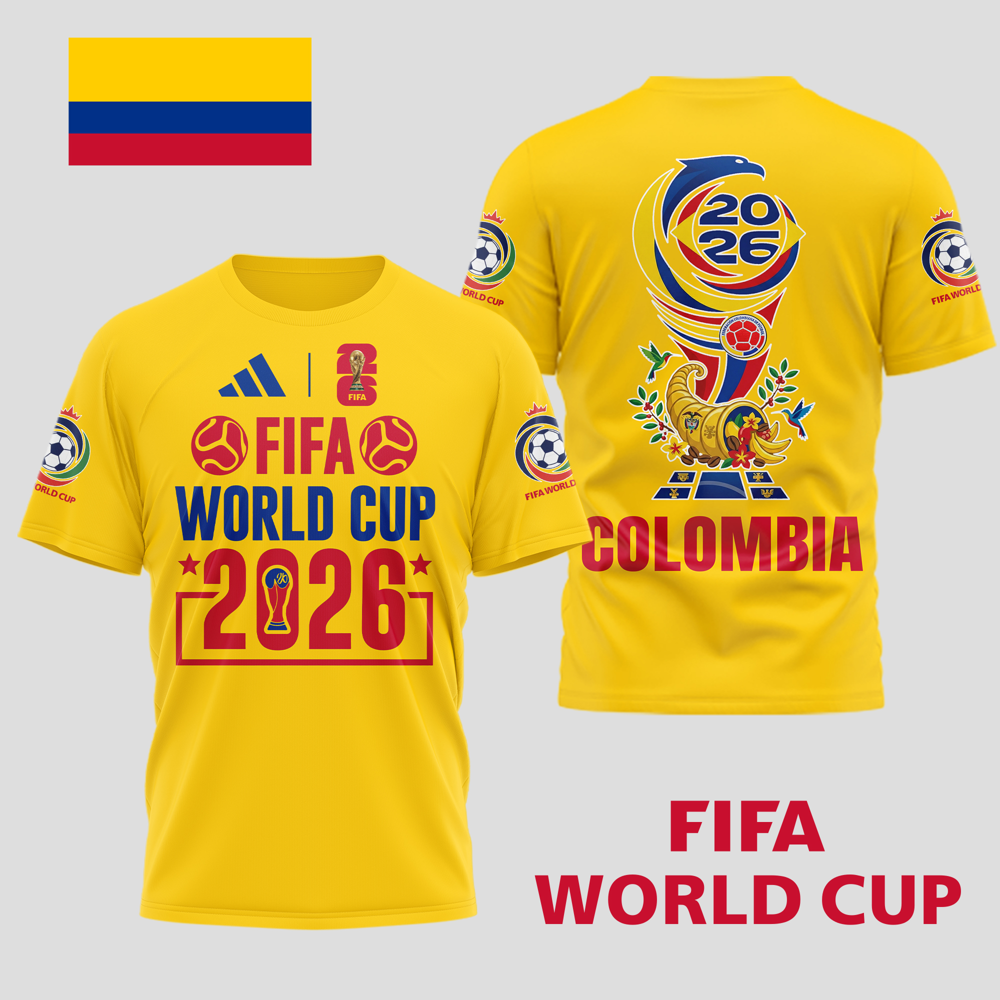 Colombia | Premium World Cup Spirit 2026 World Cup 2026 3D T-Shirt TTH210536 - Image 3