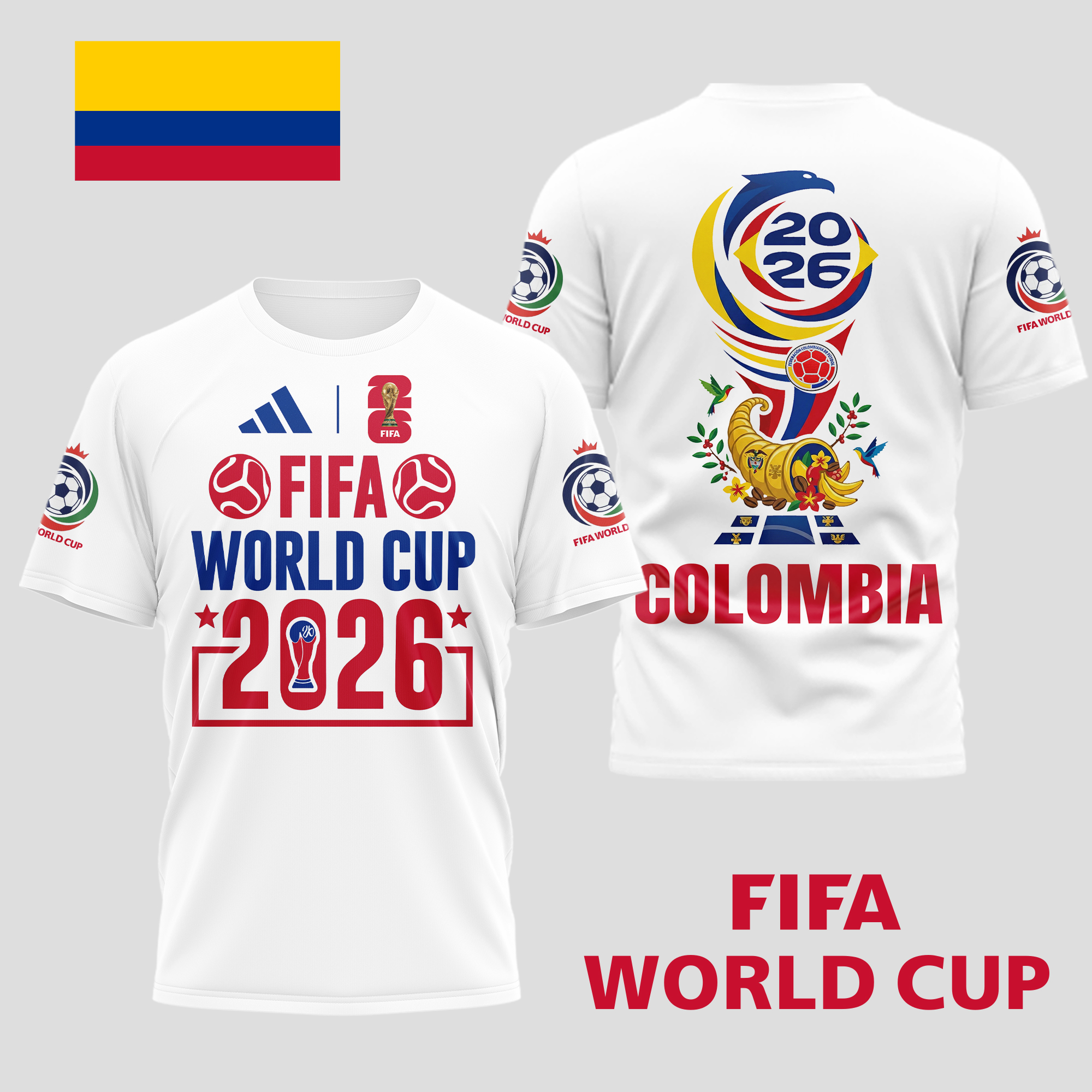 Colombia | Premium World Cup Spirit 2026 World Cup 2026 3D T-Shirt TTH210536 - Image 2