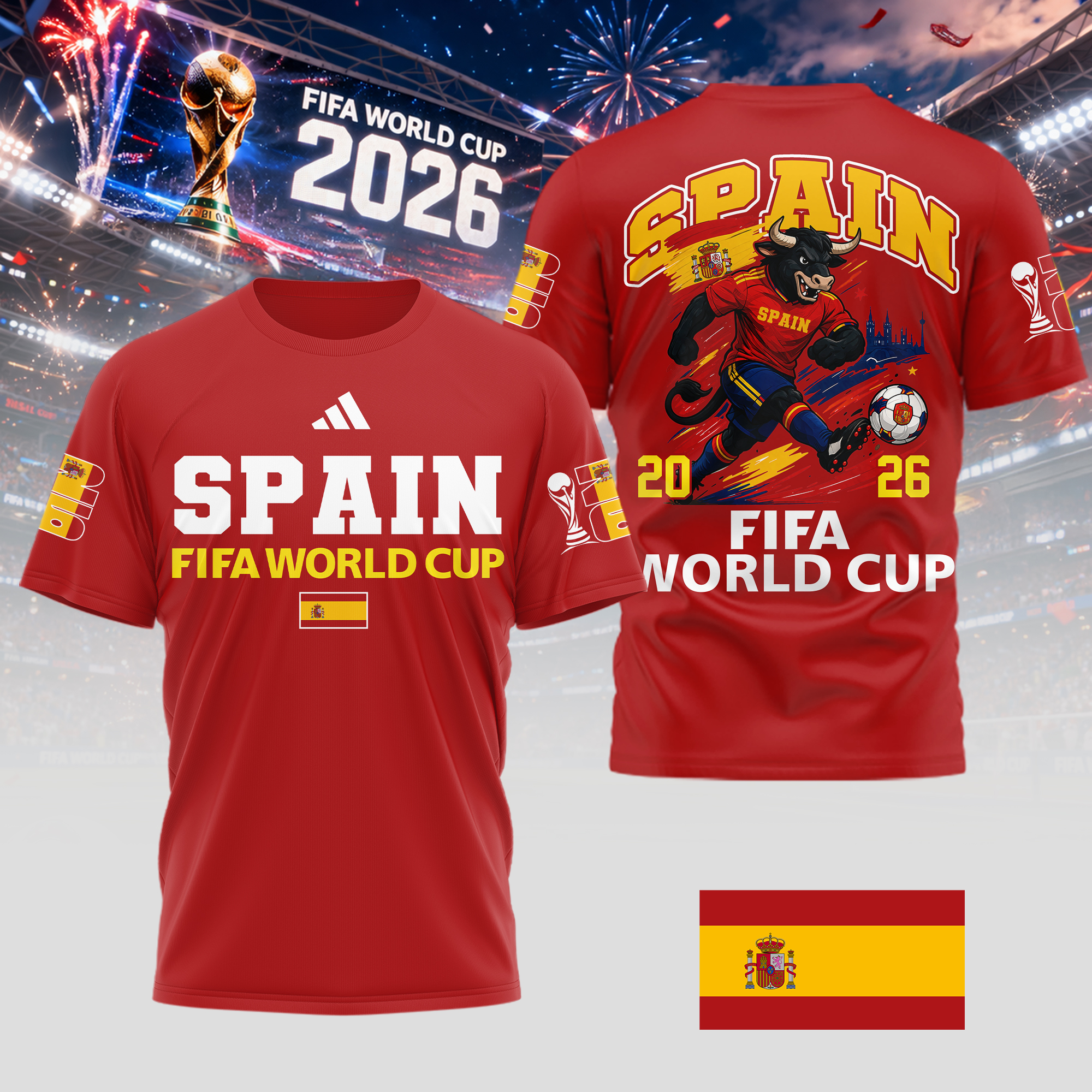 Spain | Premium World Cup 2026 World Cup Mascot 3D Shirt TTH210541 - Image 3
