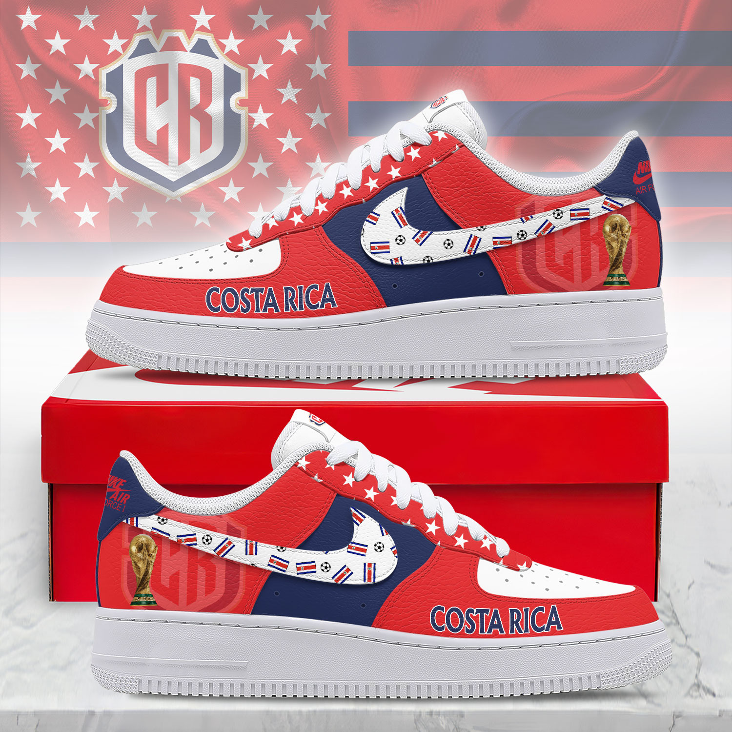 Costa Rica – Premium Champions Of The World AF1 Shoes – Limited Edition TTH190508 - Image 2