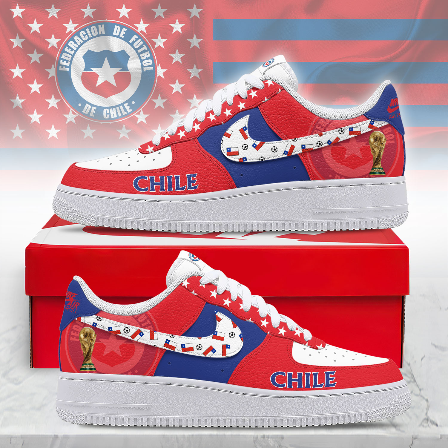 Chile – Premium Champions Of The World AF1 Shoes – Limited Edition TTH190508 - Image 2