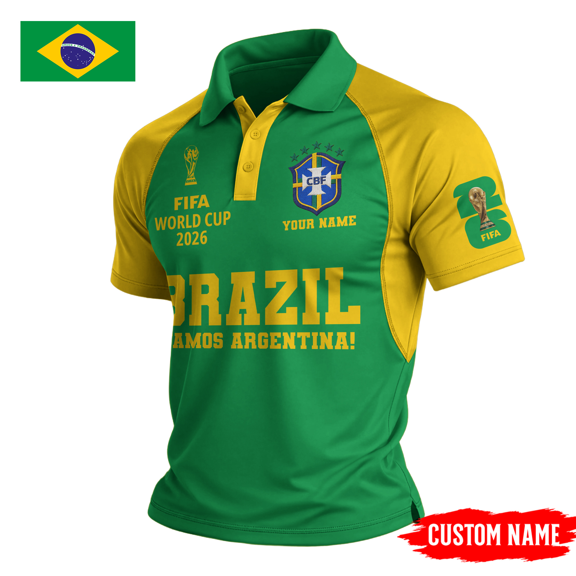 Brazil | Premium FIFA World Cup World Cup 2026 Legacy Polo Shirt TTH210535 - Image 2