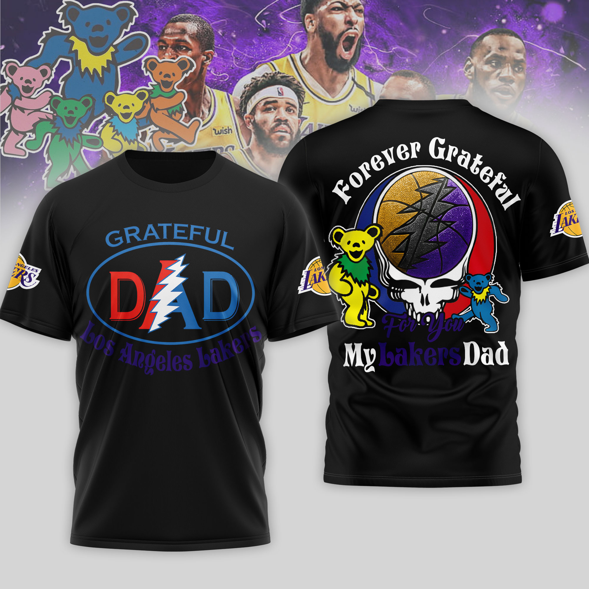 Los Angeles Lakers | Premium NBA Grateful Dead Father Day 3D Shirt TTH210543