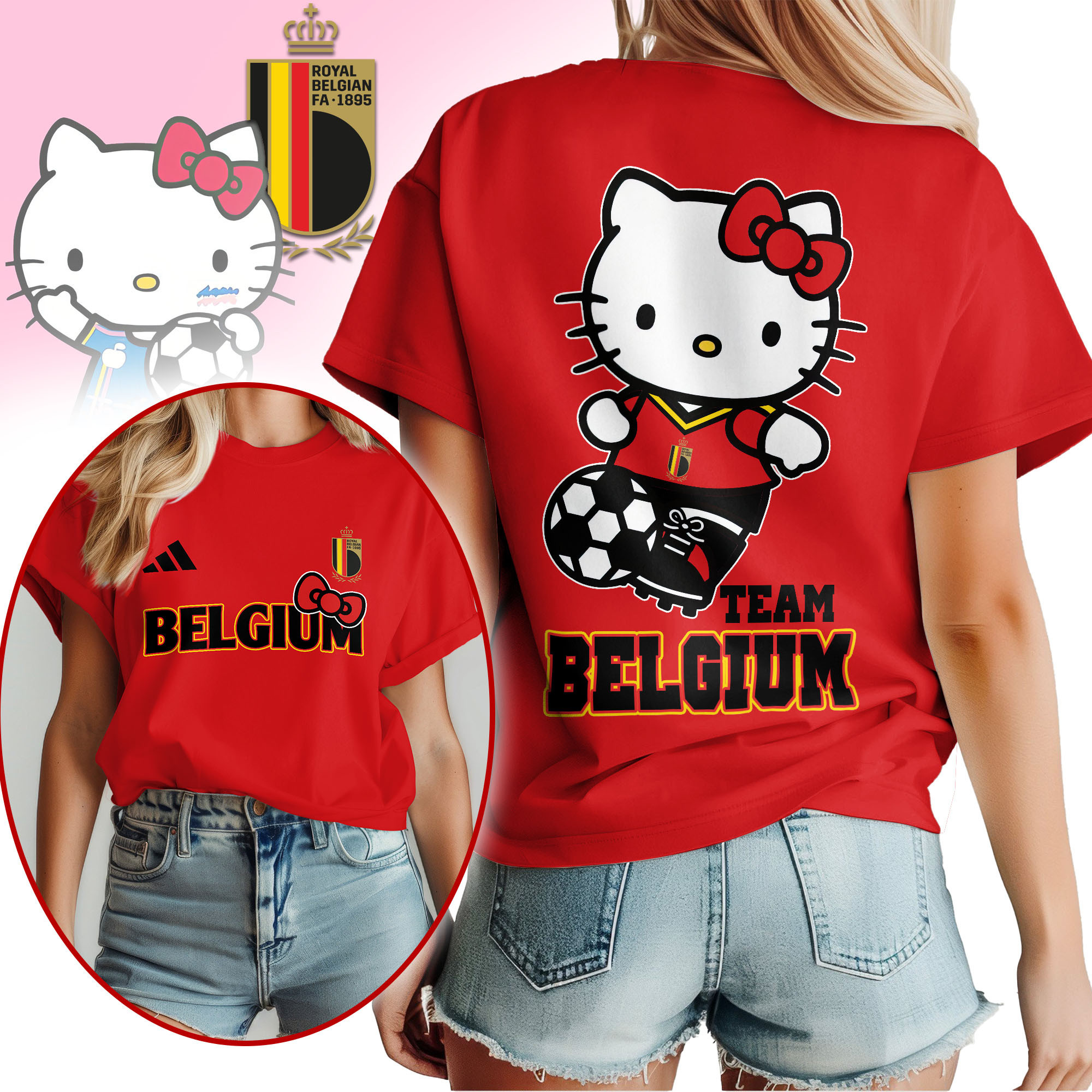 Belgium | Premium World Cup 2026 Hello Kitty National Team Fan Women Shirt TTH210546 - Image 3