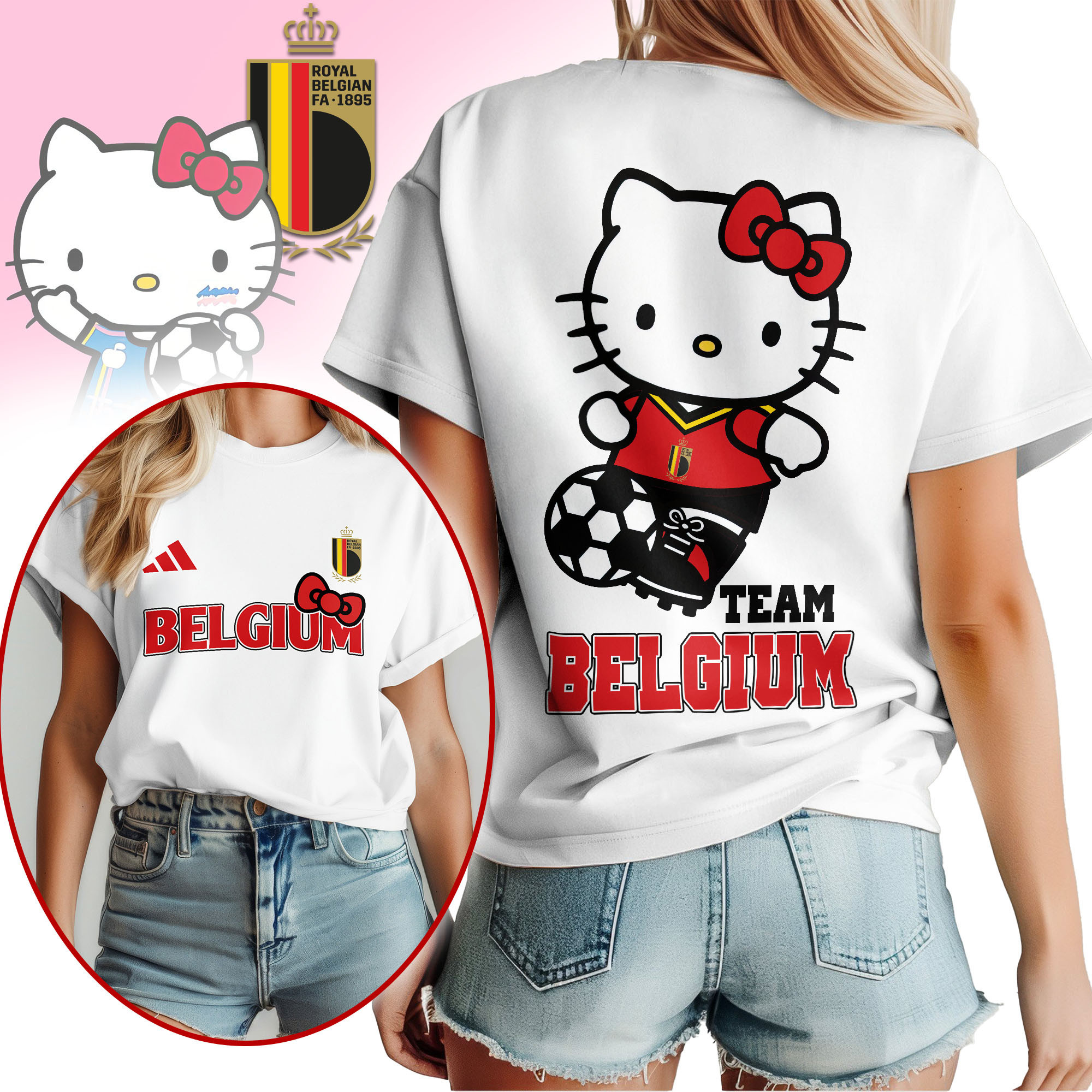 Belgium | Premium World Cup 2026 Hello Kitty National Team Fan Women Shirt TTH210546 - Image 2