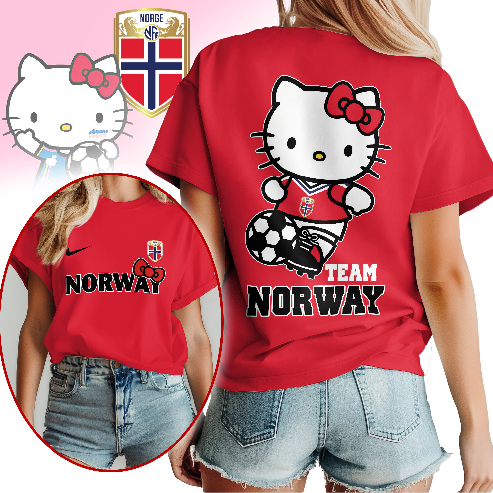 Norway | Premium World Cup 2026 Hello Kitty National Team Fan Women Shirt TTH210546 - Image 3