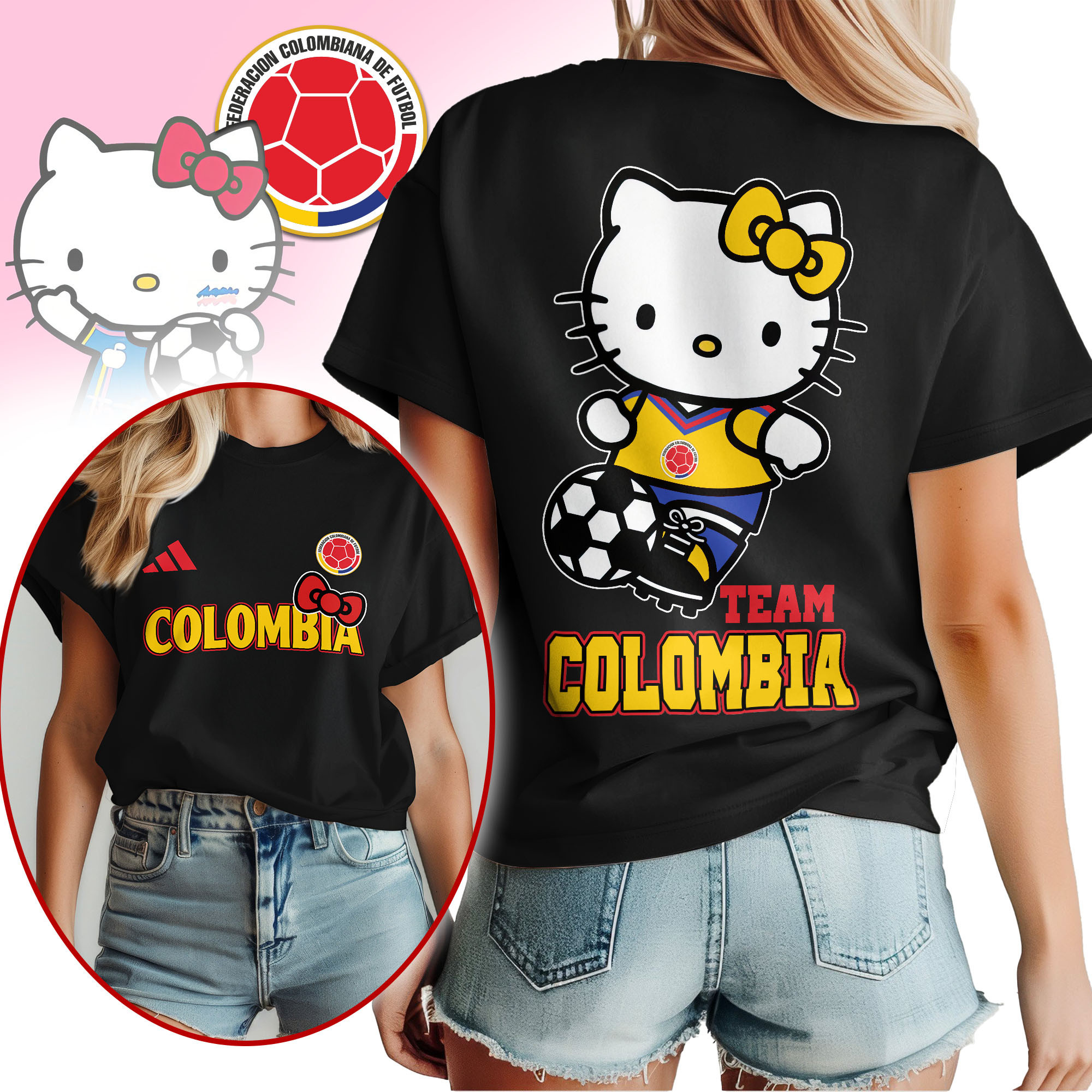 Colombia | Premium World Cup 2026 Hello Kitty National Team Fan Women Shirt TTH210546