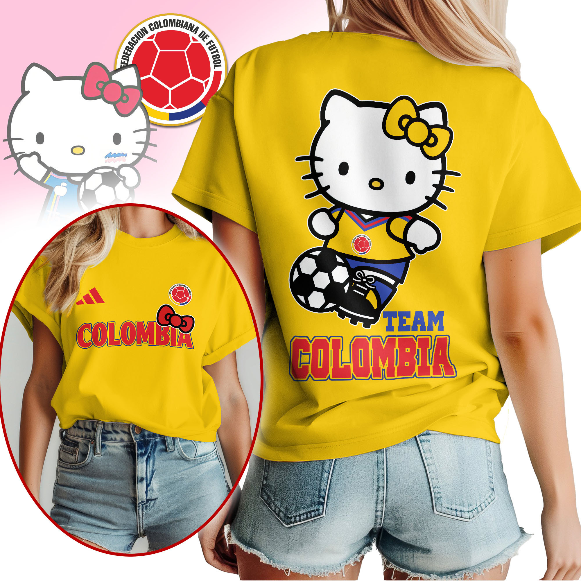 Colombia | Premium World Cup 2026 Hello Kitty National Team Fan Women Shirt TTH210546 - Image 3