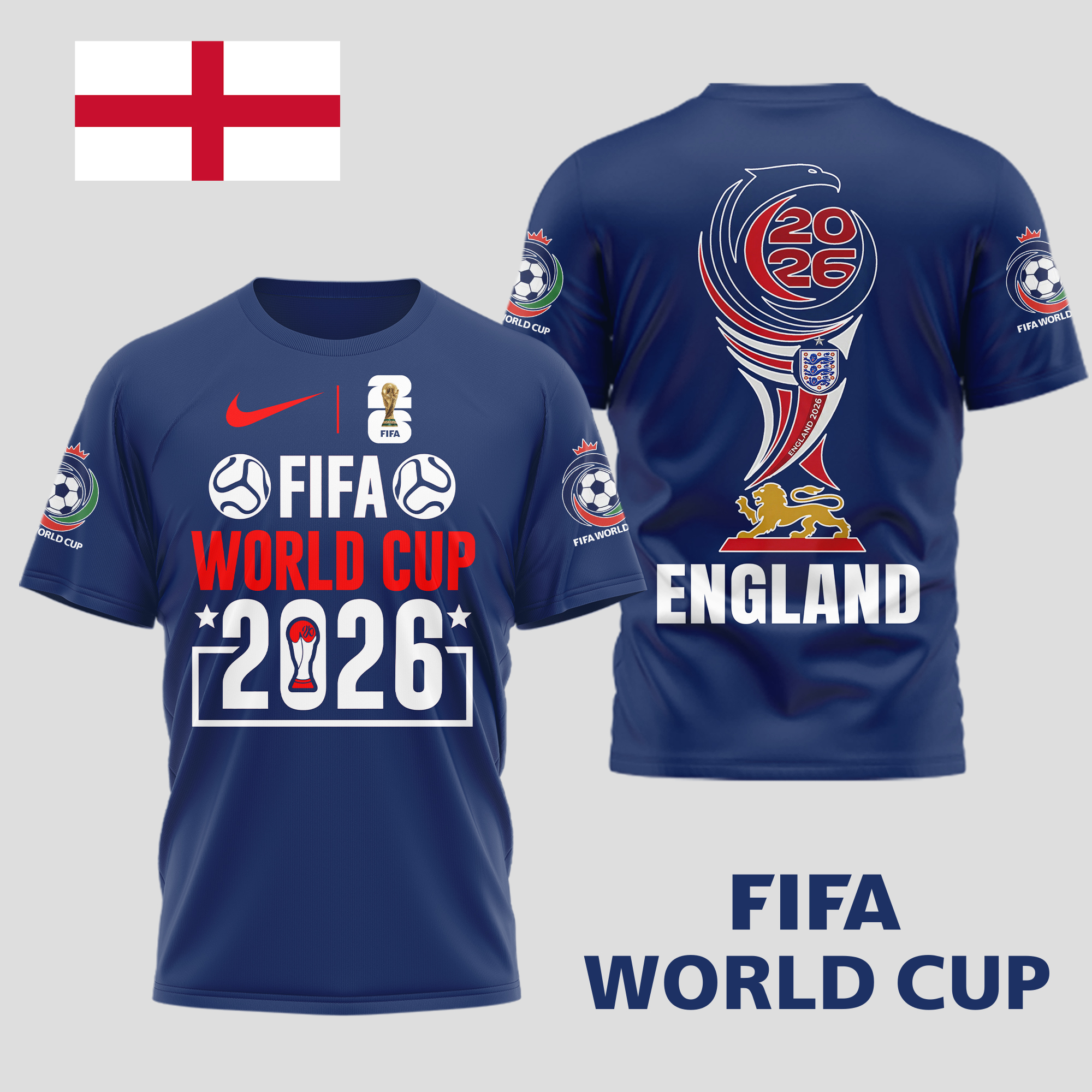 England | Premium World Cup Spirit 2026 World Cup 2026 3D T-Shirt TTH210536 - Image 3