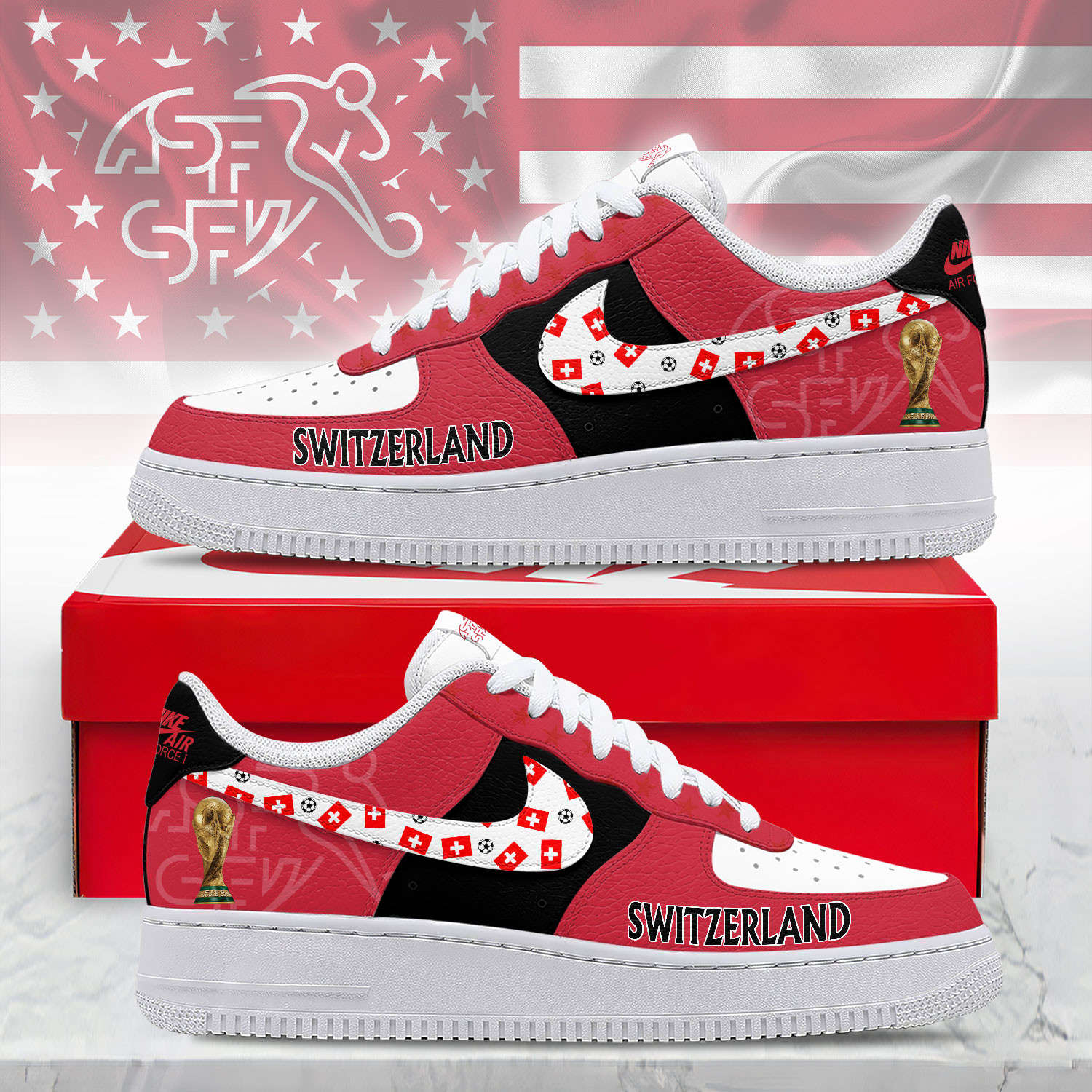 Switzerland – Premium Champions Of The World AF1 Shoes – Limited Edition TTH190508 - Image 2