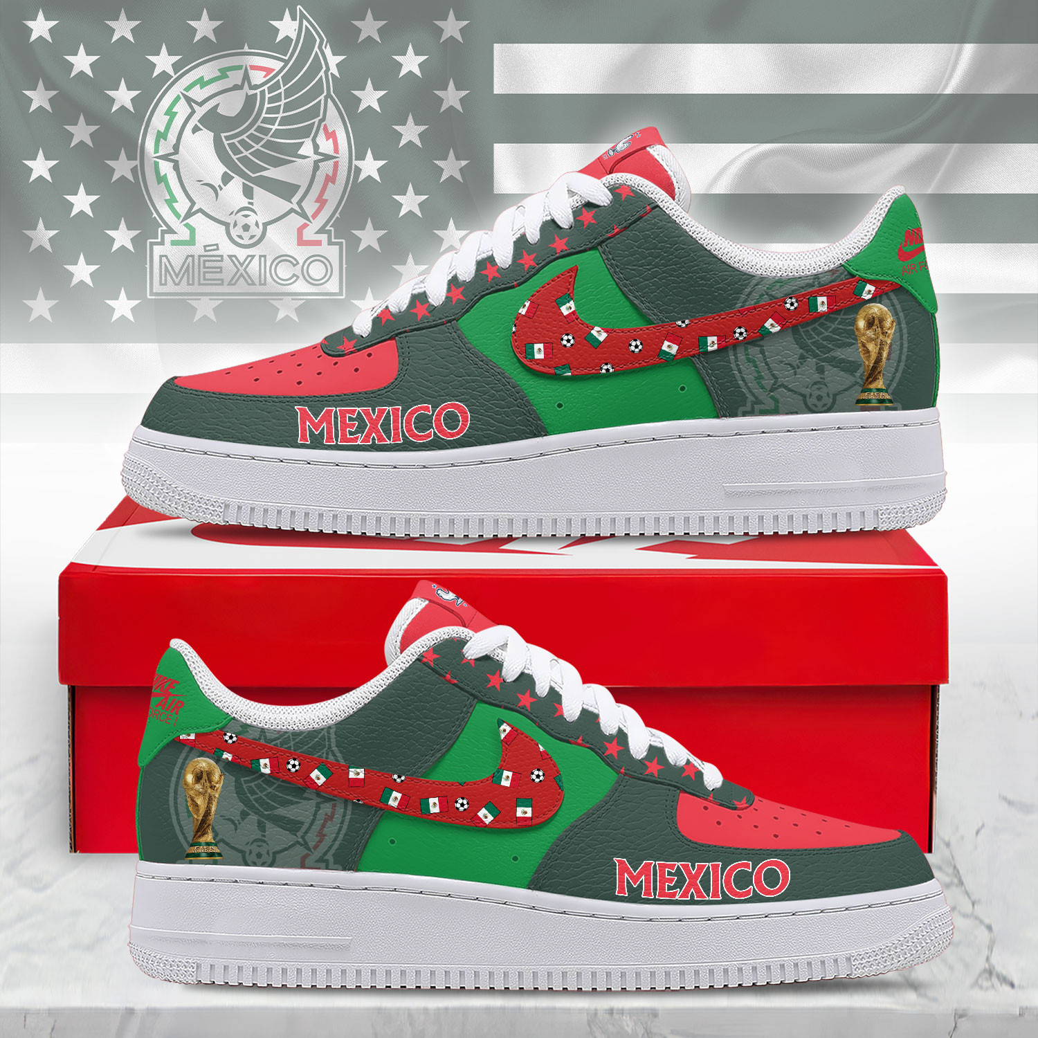 Mexico – Premium Champions Of The World AF1 Shoes – Limited Edition TTH190508 - Image 2