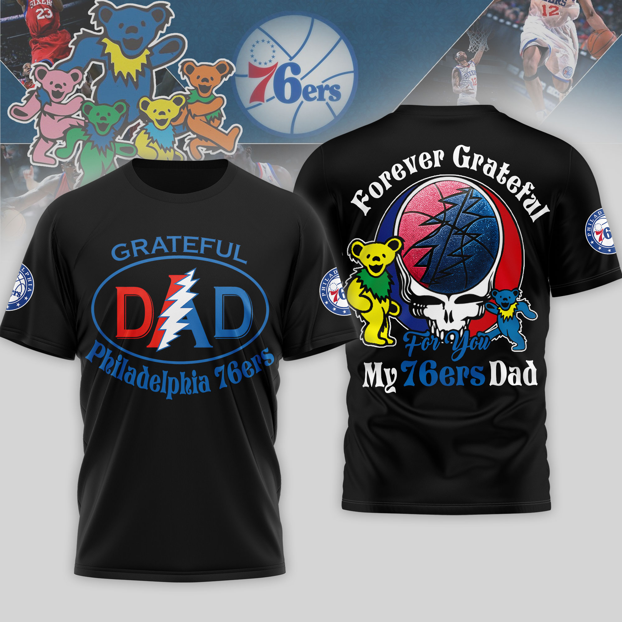 Philadelphia 76ers | Premium NBA Grateful Dead Father Day 3D Shirt TTH210543