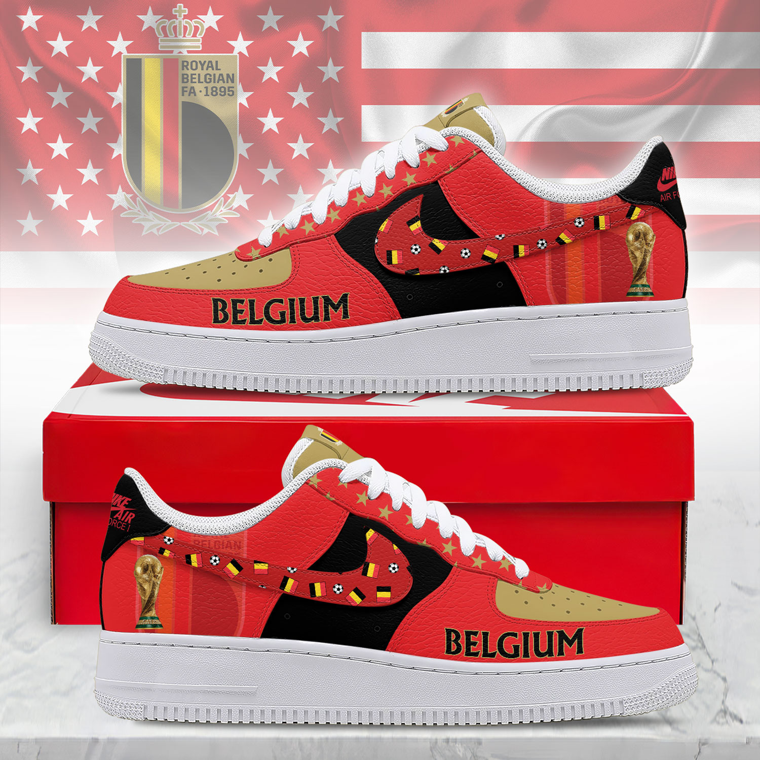 Belgium – Premium Champions Of The World AF1 Shoes – Limited Edition TTH190508 - Image 2