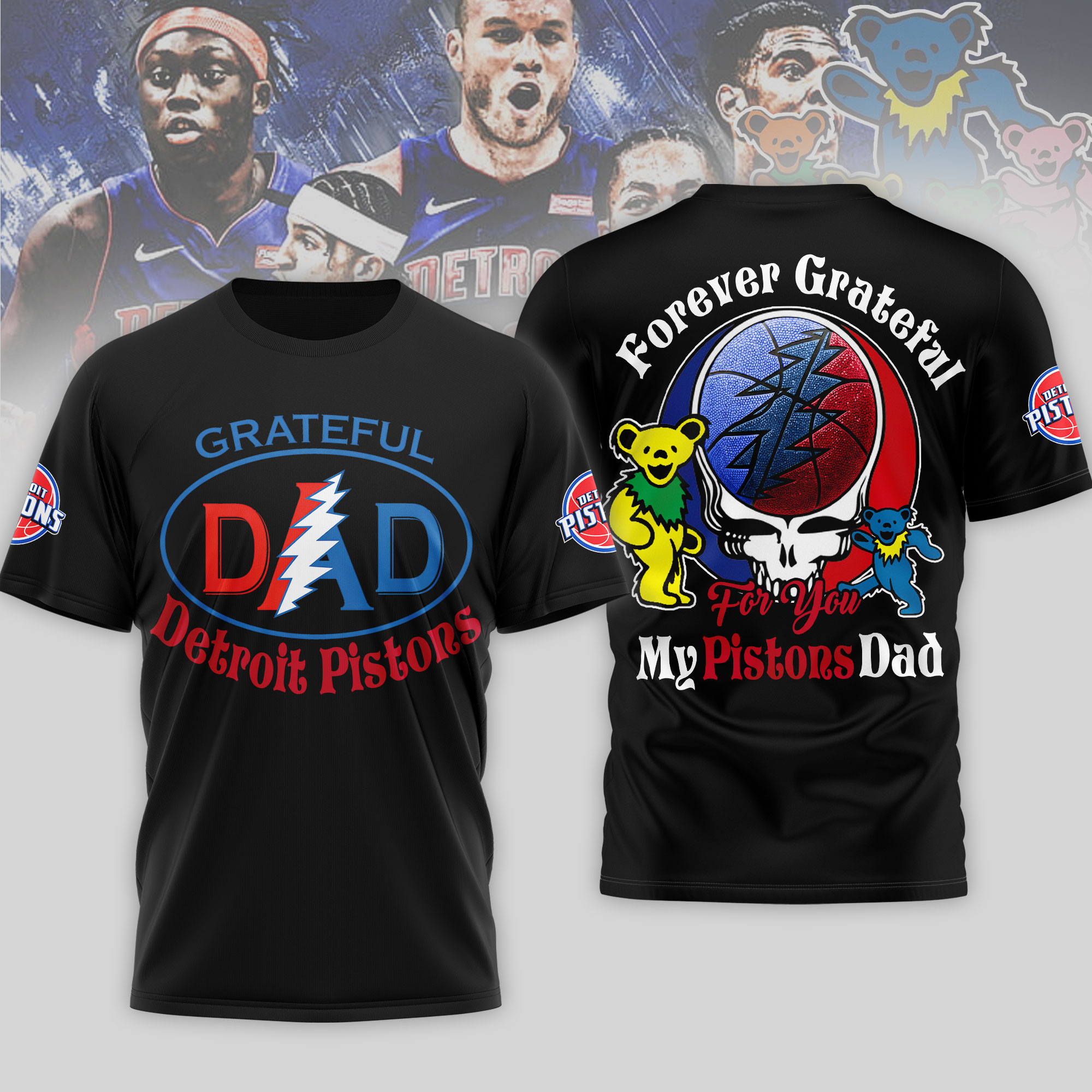 Detroit Pistons | Premium NBA Grateful Dead Father Day 3D Shirt TTH210543